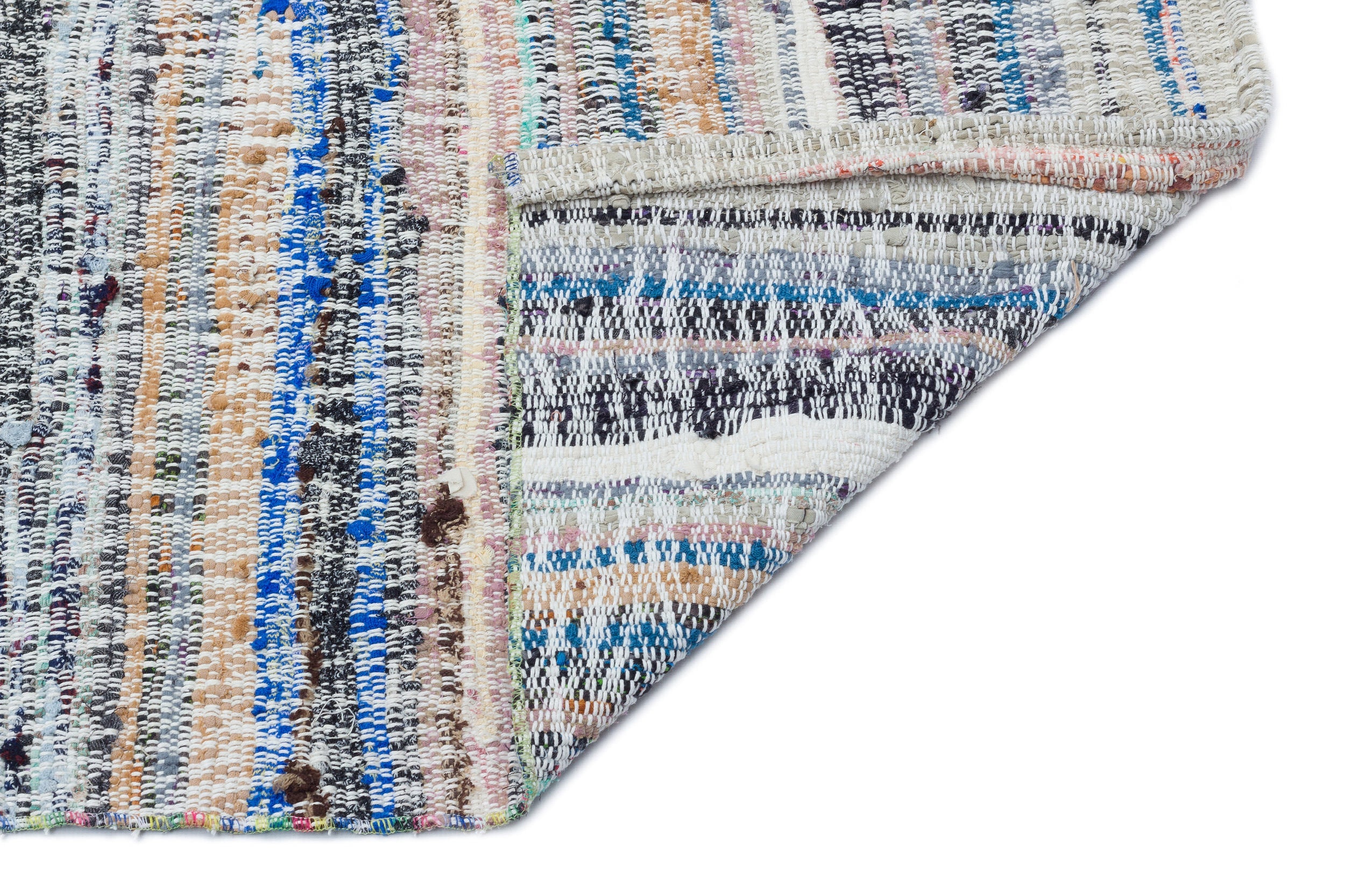 Girit Beige Striped Wool Handmade Area Rug 5'5" x 9'10"
