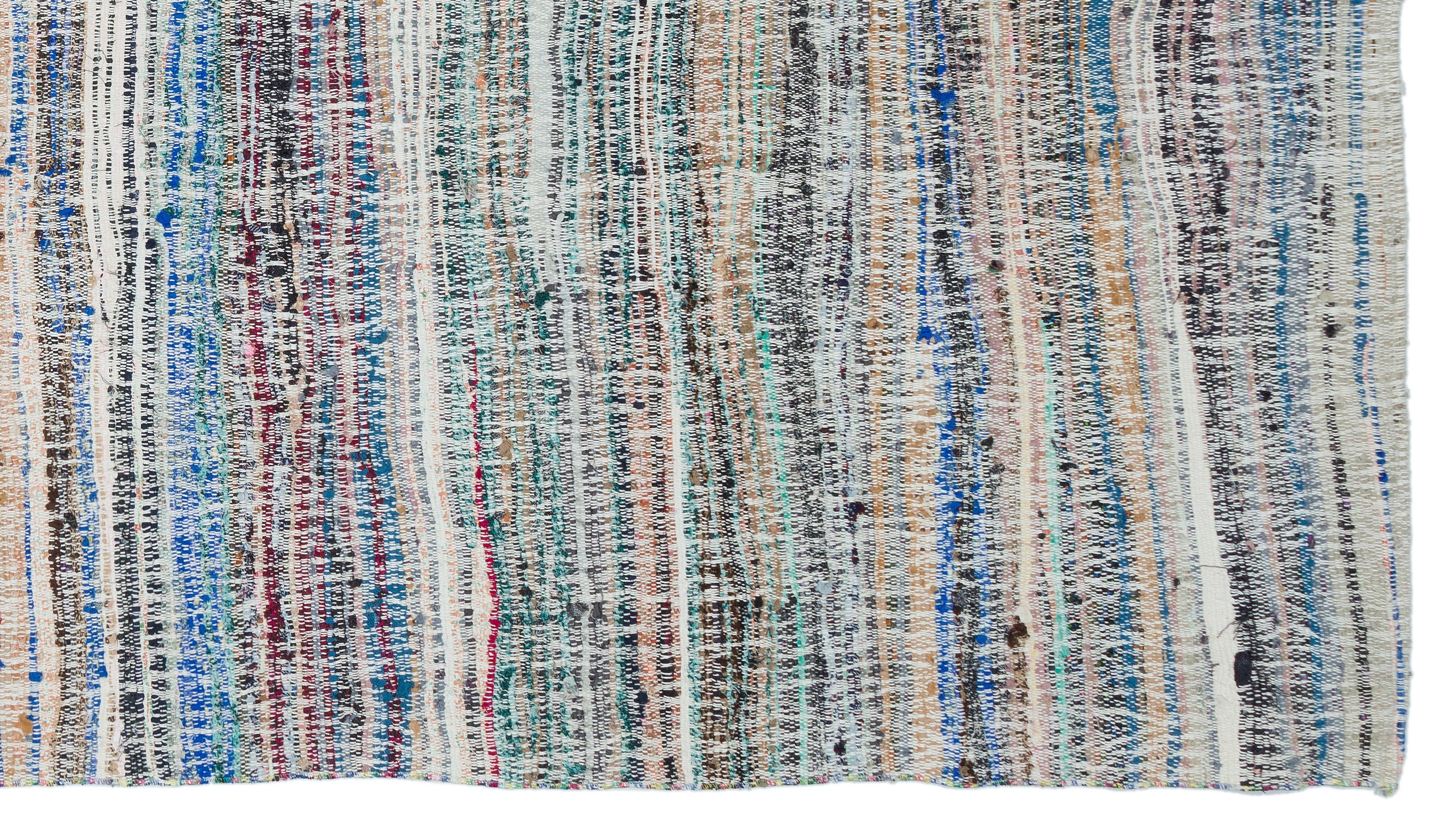 Girit Beige Striped Wool Handmade Area Rug 5'5" x 9'10"
