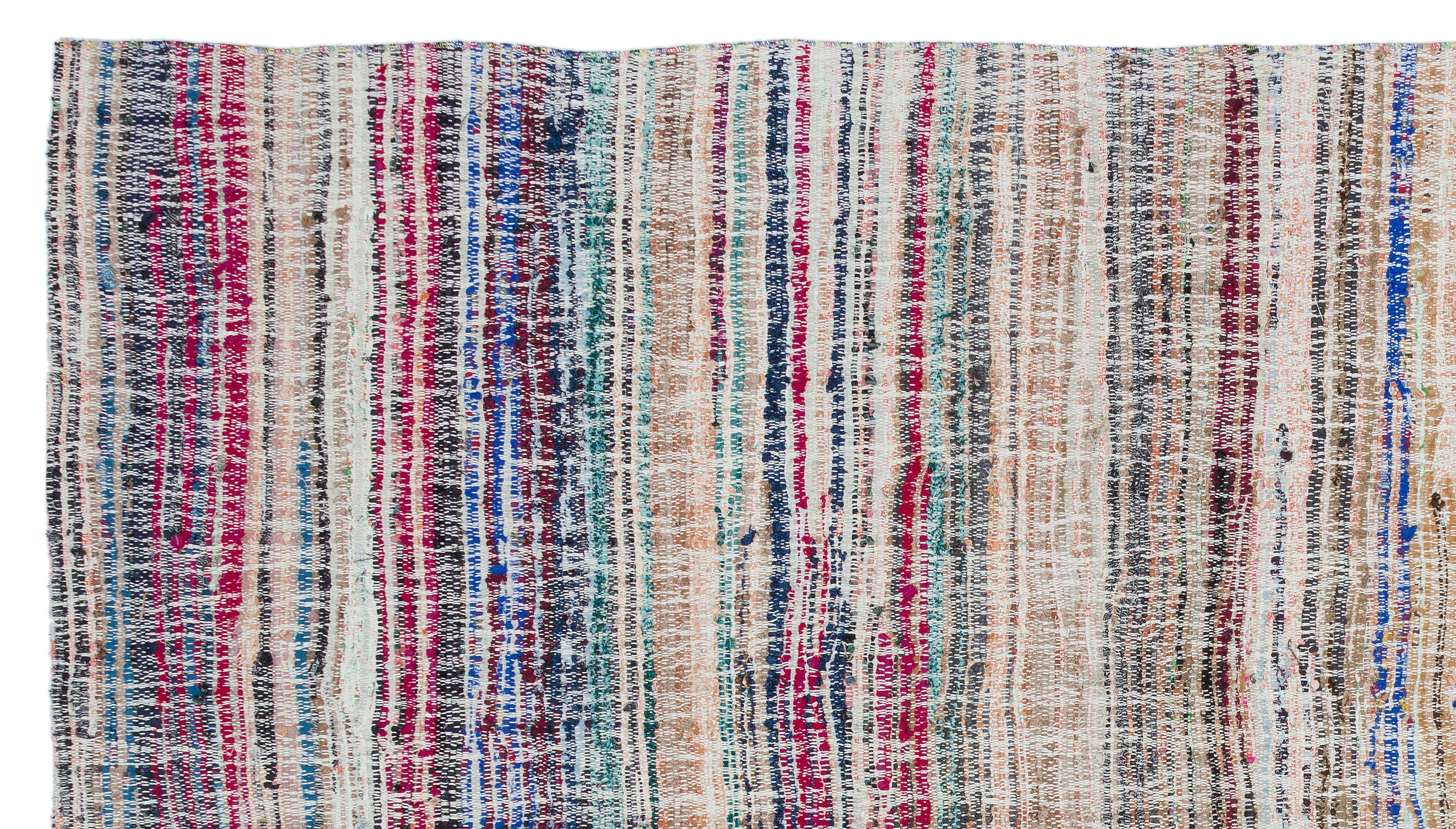 Girit Beige Striped Wool Handmade Area Rug 5'5" x 9'10"