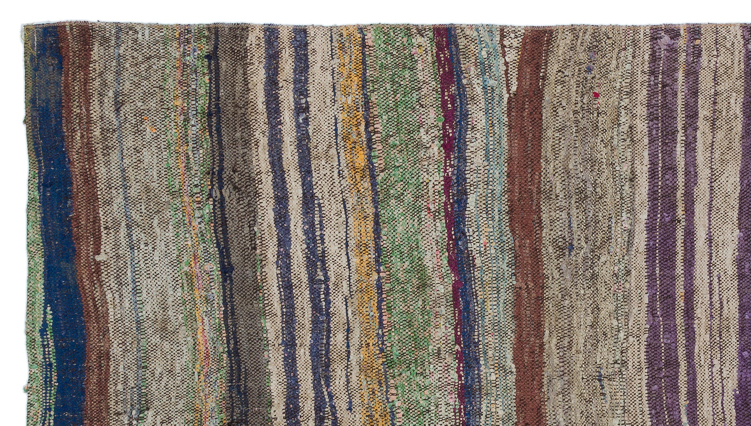 Girit Brown Striped Wool Handmade Area Rug 4'3" x 7'7"