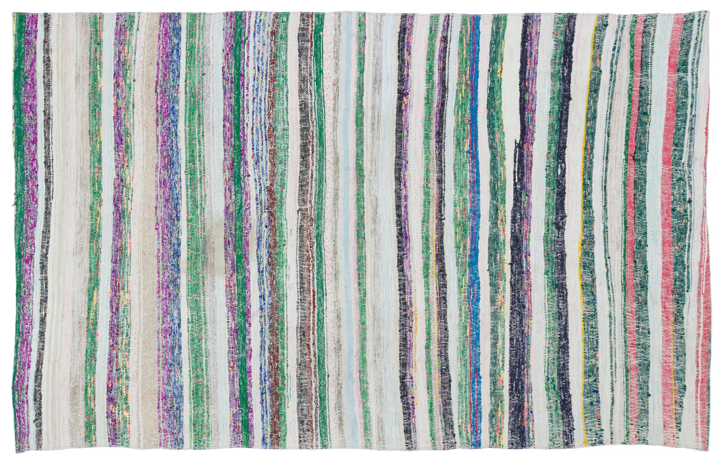 Girit Beige Striped Wool Handmade Area Rug 4'10" x 7'10"