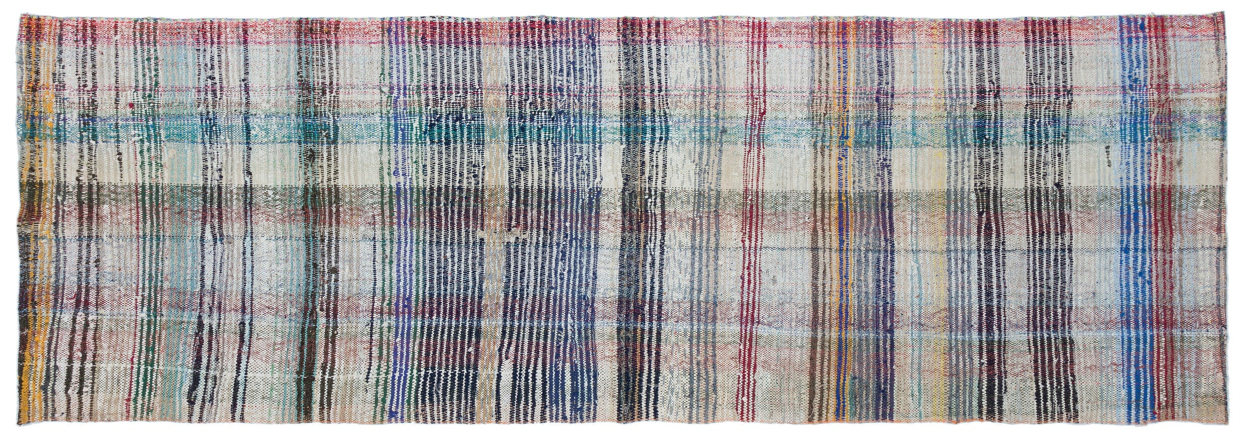 Girit Grey Striped Wool Handmade Area Rug 3'6" x 10'0"