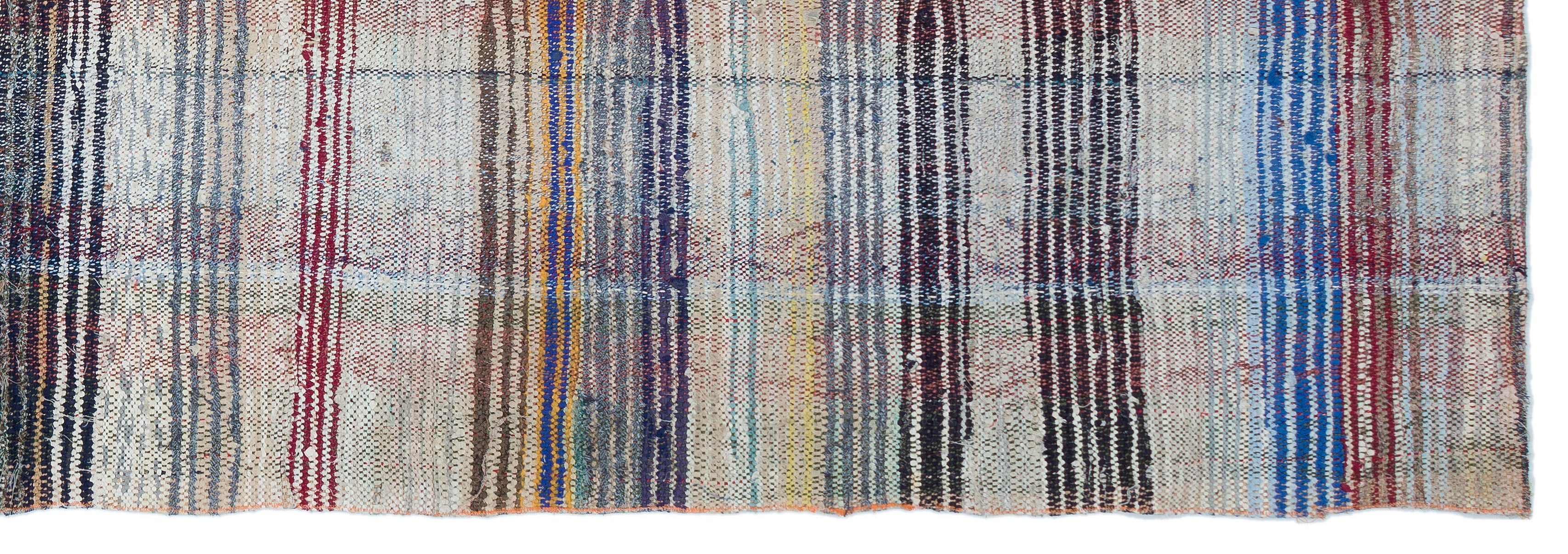 Girit Grey Striped Wool Handmade Area Rug 3'6" x 10'0"