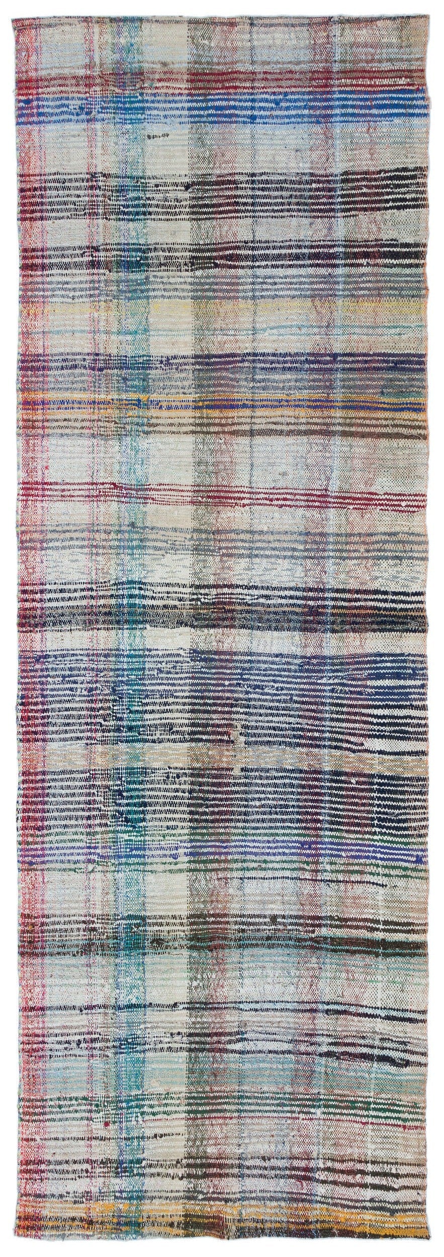 Girit Grey Striped Wool Handmade Area Rug 3'6" x 10'0"