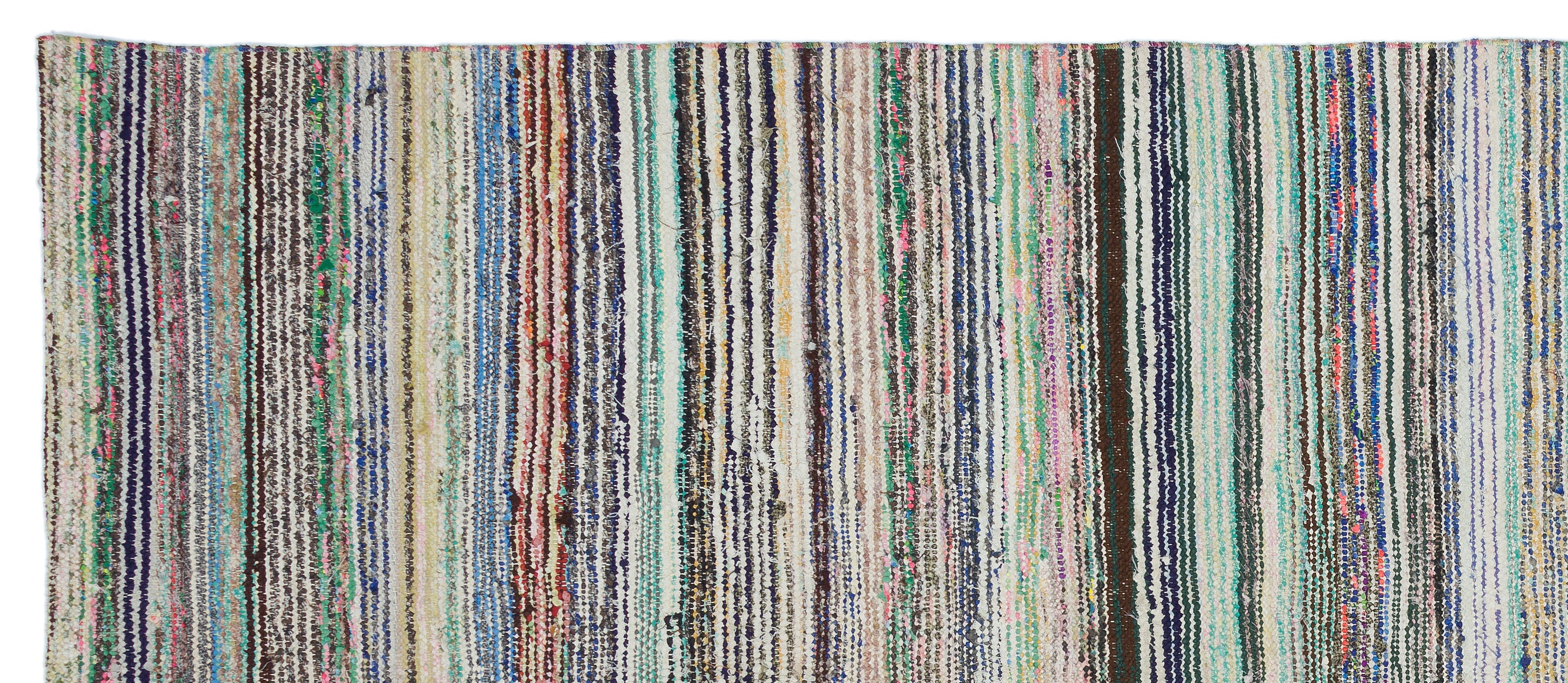Girit Beige Striped Wool Handmade Area Rug 5'1" x 8'8"
