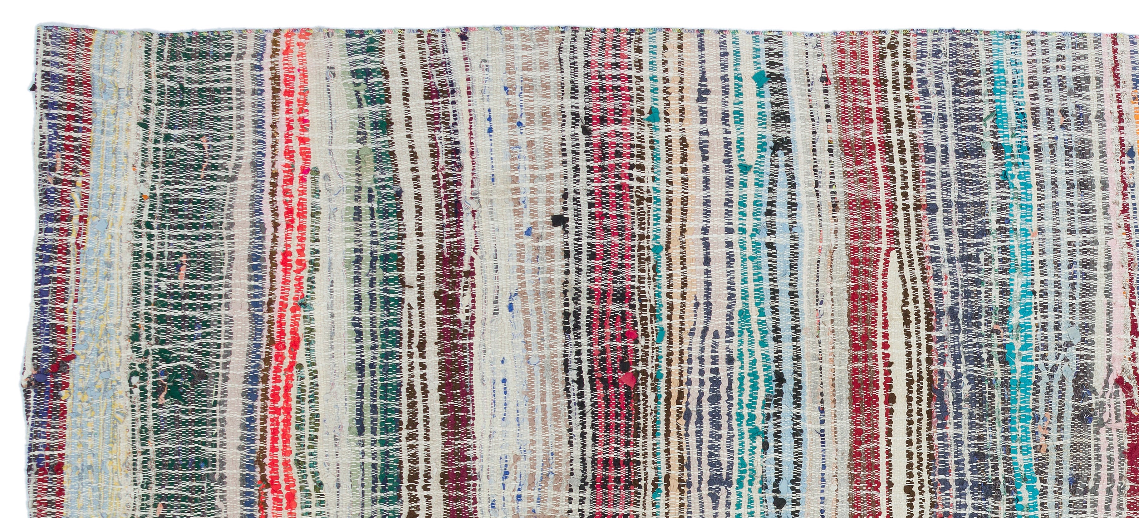 Girit Beige Striped Wool Handmade Area Rug 4'10" x 10'10"