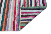 Girit Beige Striped Wool Handmade Area Rug 5'5" x 5'9"