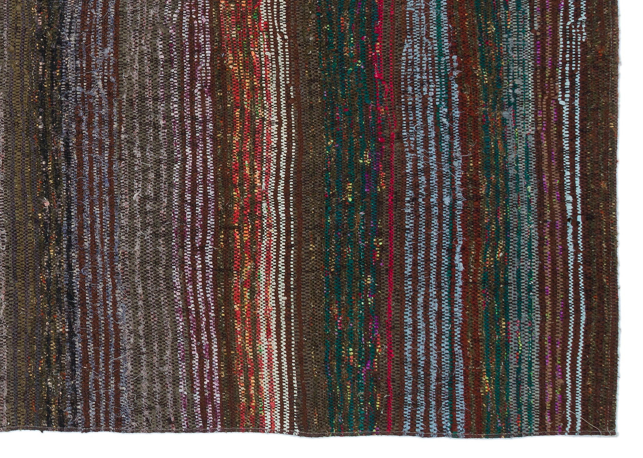 Girit Brown Striped Wool Handmade Area Rug 4'7" x 6'8"