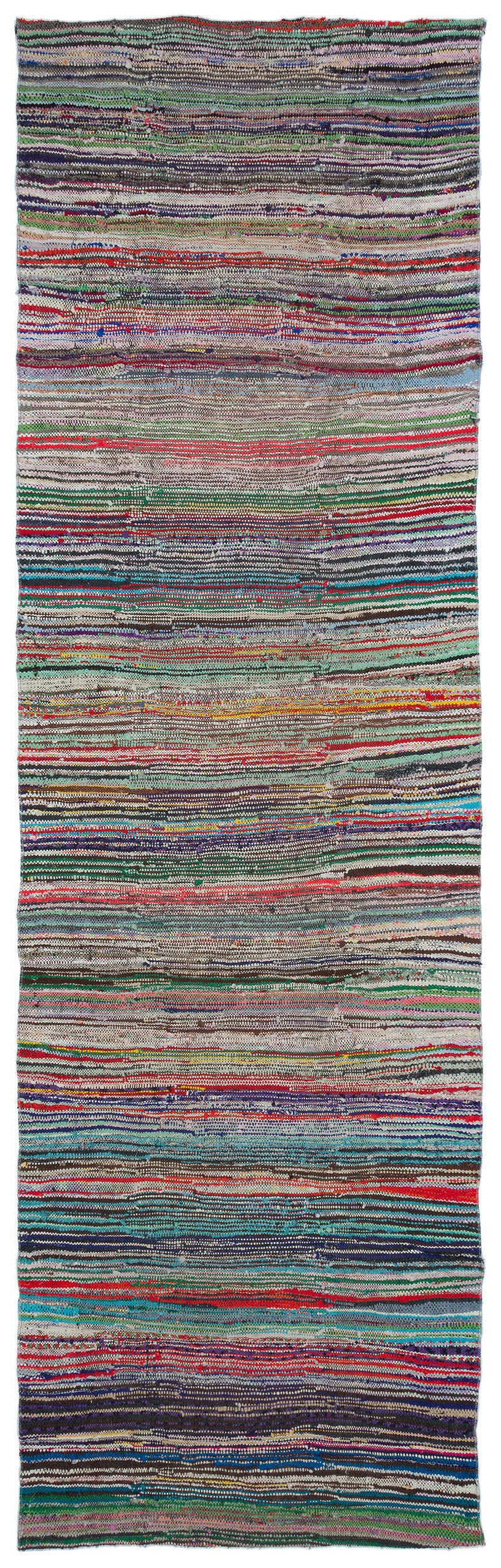 Girit Beige Striped Wool Handmade Area Rug 4'11" x 9'0"
