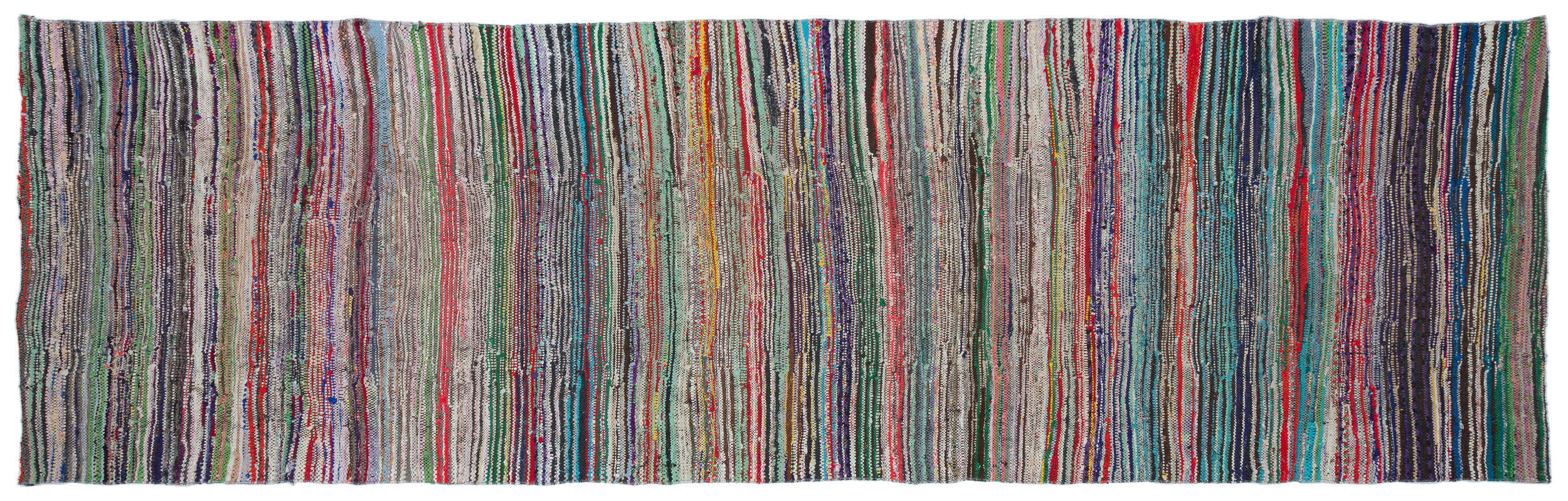 Girit Beige Striped Wool Handmade Area Rug 4'11" x 9'0"
