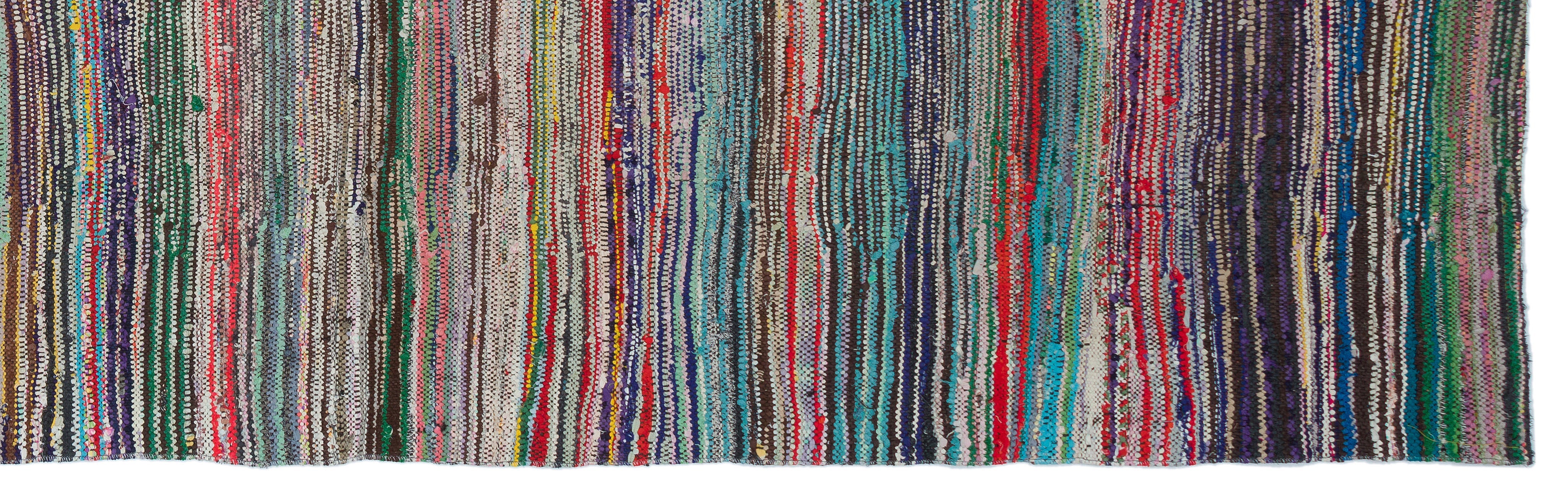 Girit Beige Striped Wool Handmade Area Rug 4'11" x 9'0"