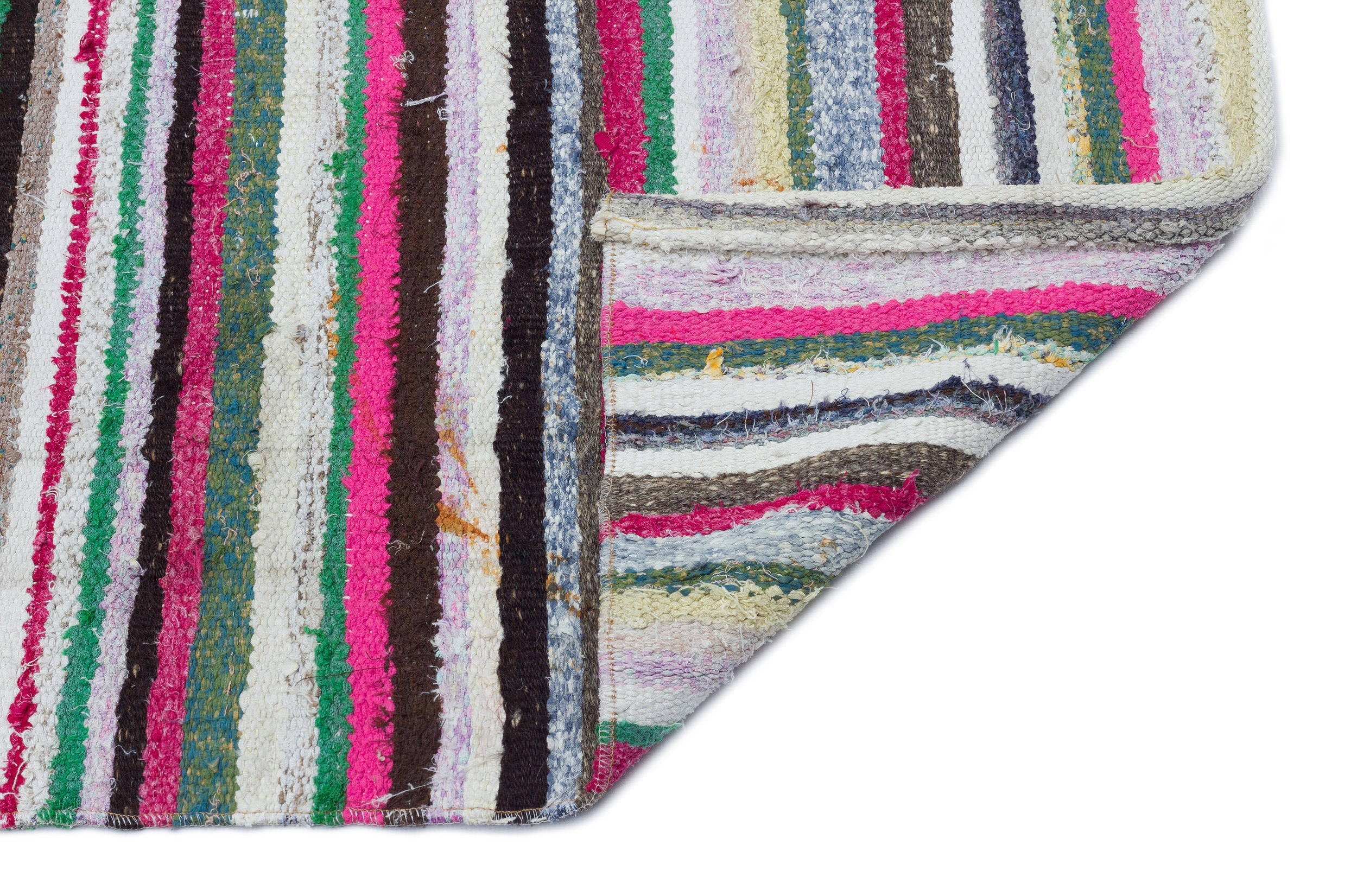 Girit Beige Striped Wool Handmade Area Rug 3'3" x 10'9"