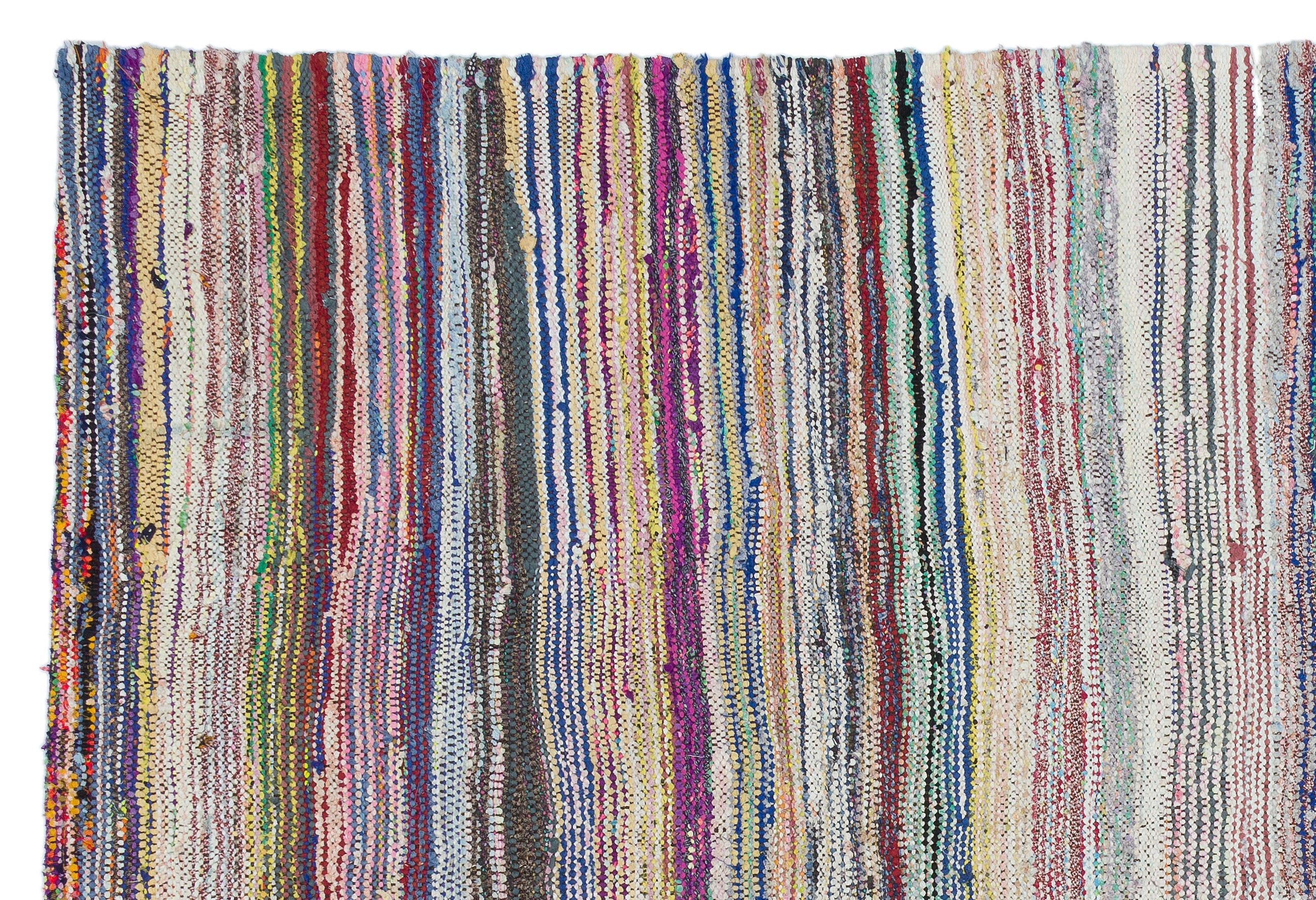Girit Beige Striped Wool Handmade Area Rug 5'3" x 7'7"