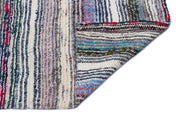 Girit Grey Striped Wool Handmade Area Rug 4'2" x 8'6"