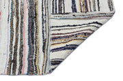 Girit Beige Striped Wool Handmade Area Rug 5'7" x 10'7"