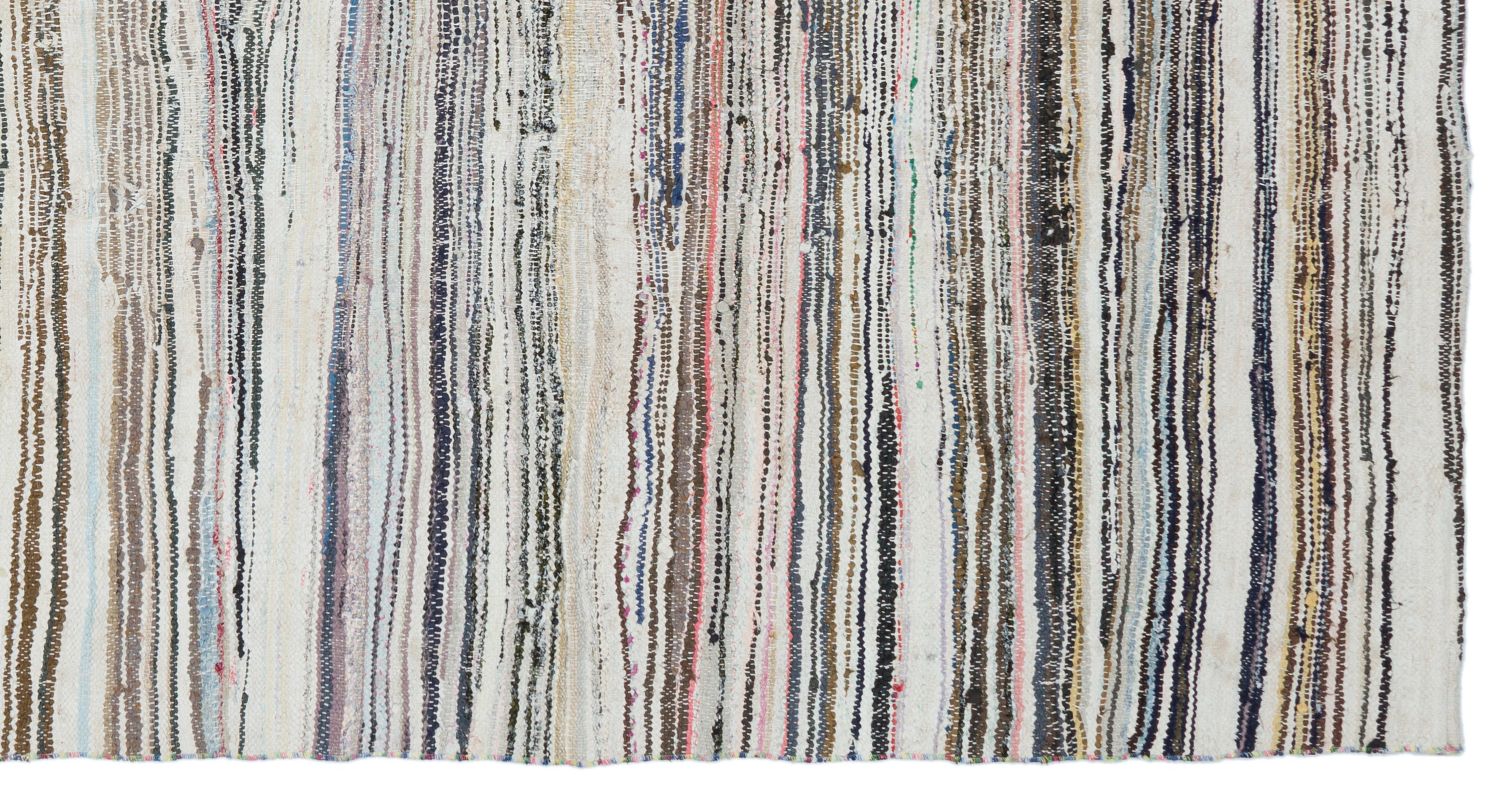 Girit Beige Striped Wool Handmade Area Rug 5'7" x 10'7"