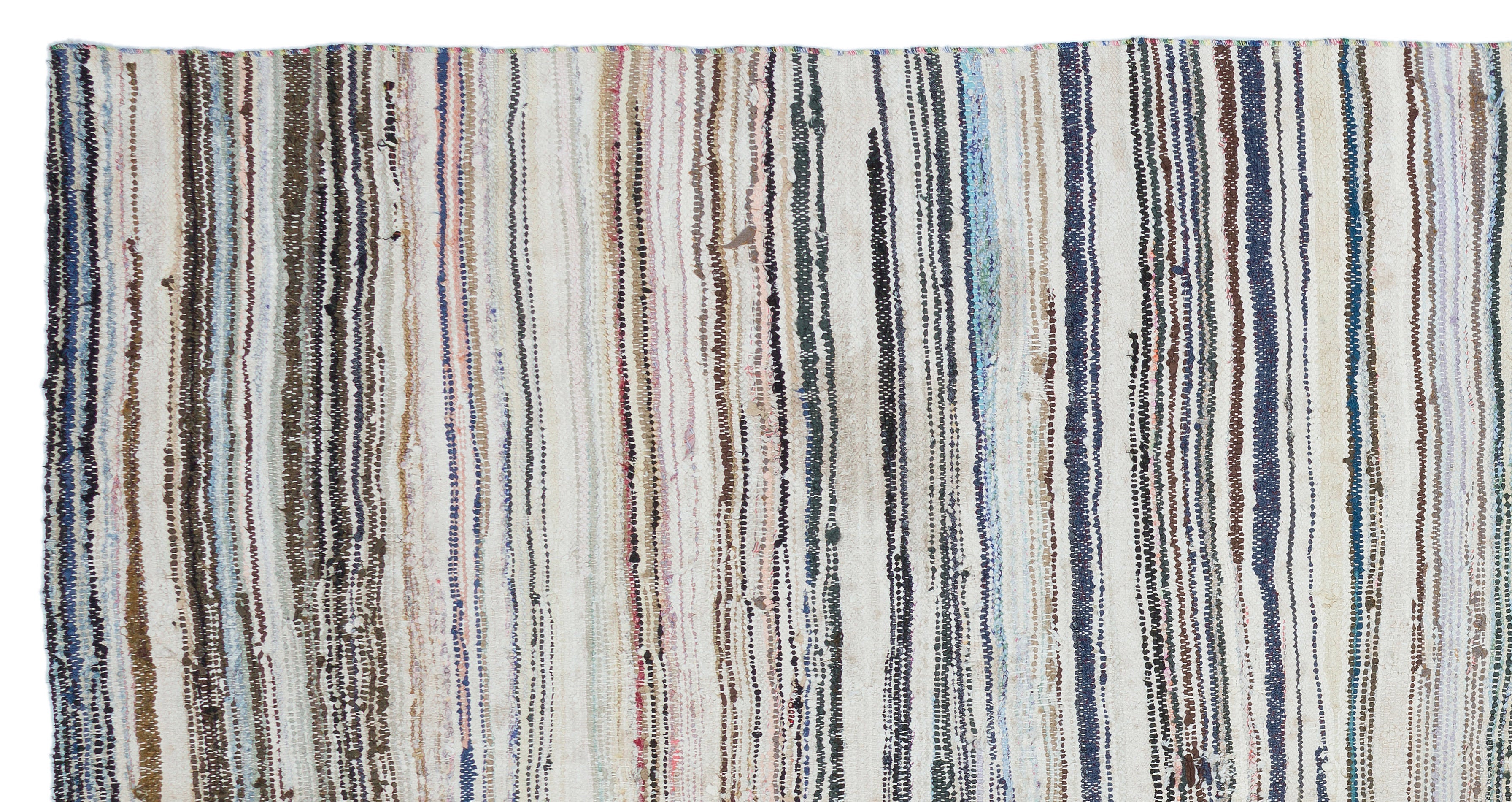 Girit Beige Striped Wool Handmade Area Rug 5'7" x 10'7"