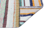 Girit Beige Striped Wool Handmade Area Rug 5'8" x 7'1"