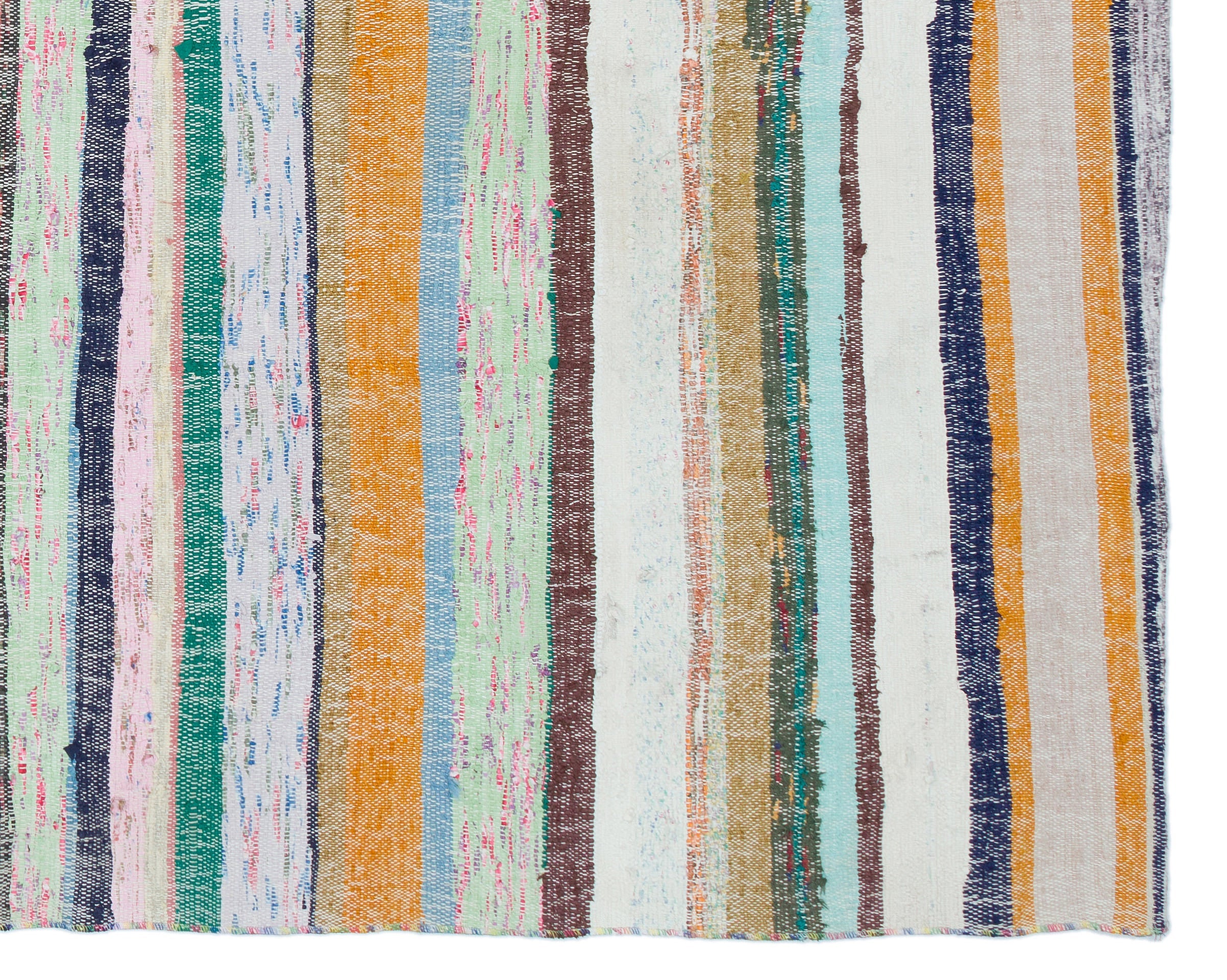 Girit Beige Striped Wool Handmade Area Rug 5'8" x 7'1"