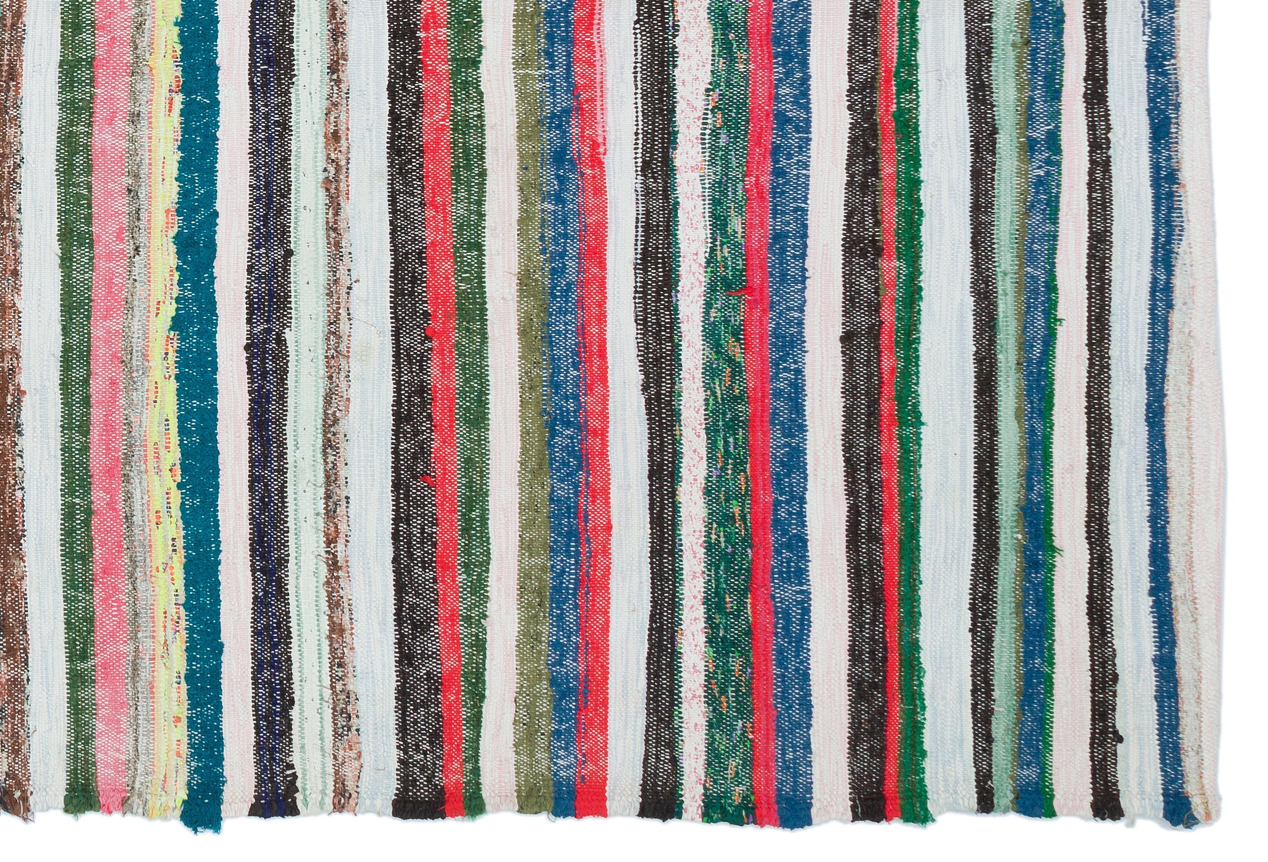 Girit Beige Striped Wool Handmade Area Rug 5'3" x 7'7"
