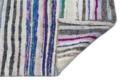 Girit Beige Striped Wool Handmade Area Rug 5'2" x 10'4"
