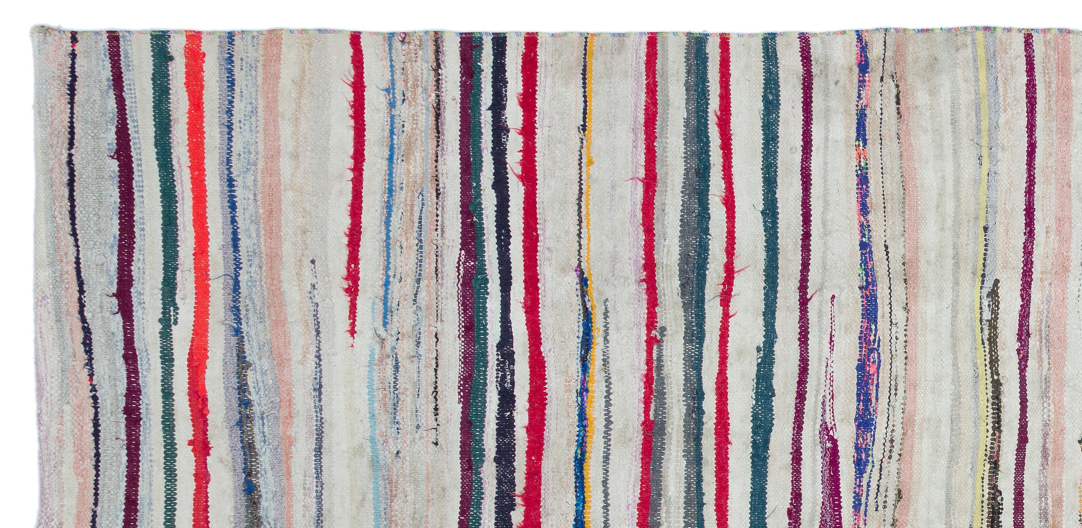 Girit Beige Striped Wool Handmade Area Rug 5'2" x 10'4"