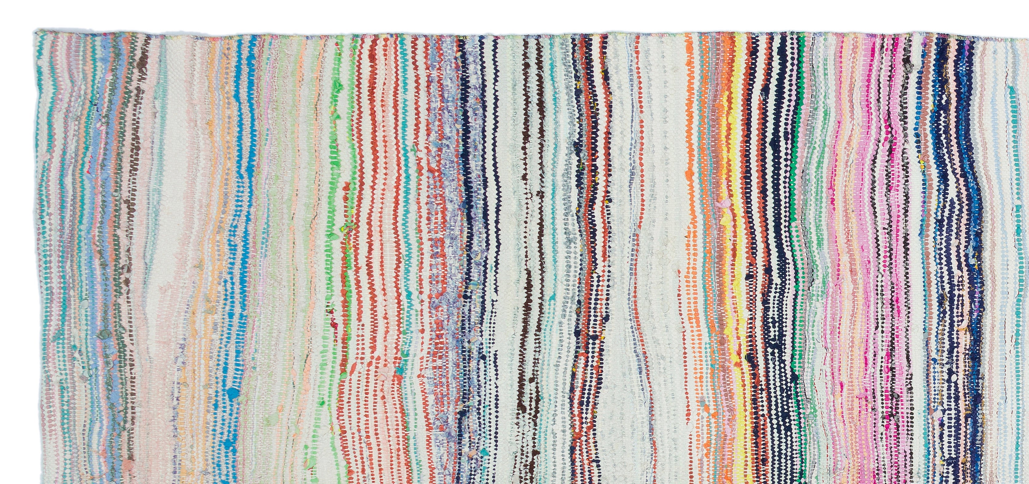 Girit Beige Striped Wool Handmade Area Rug 4'10" x 9'1"