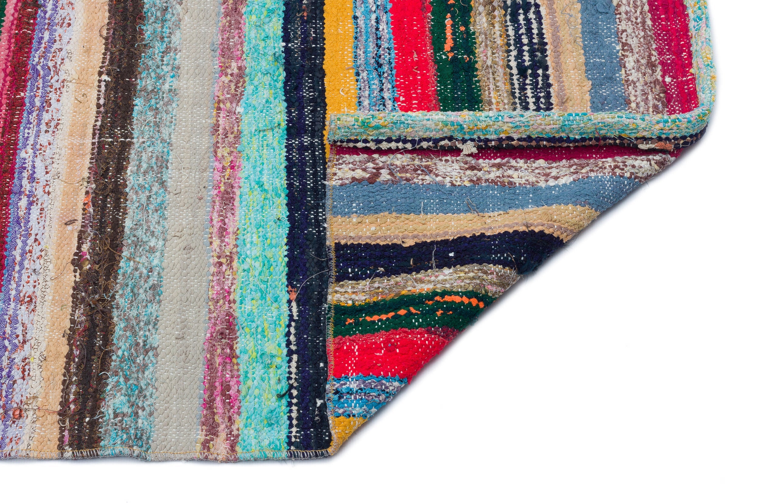 Girit Beige Striped Wool Handmade Area Rug 4'10" x 10'0"