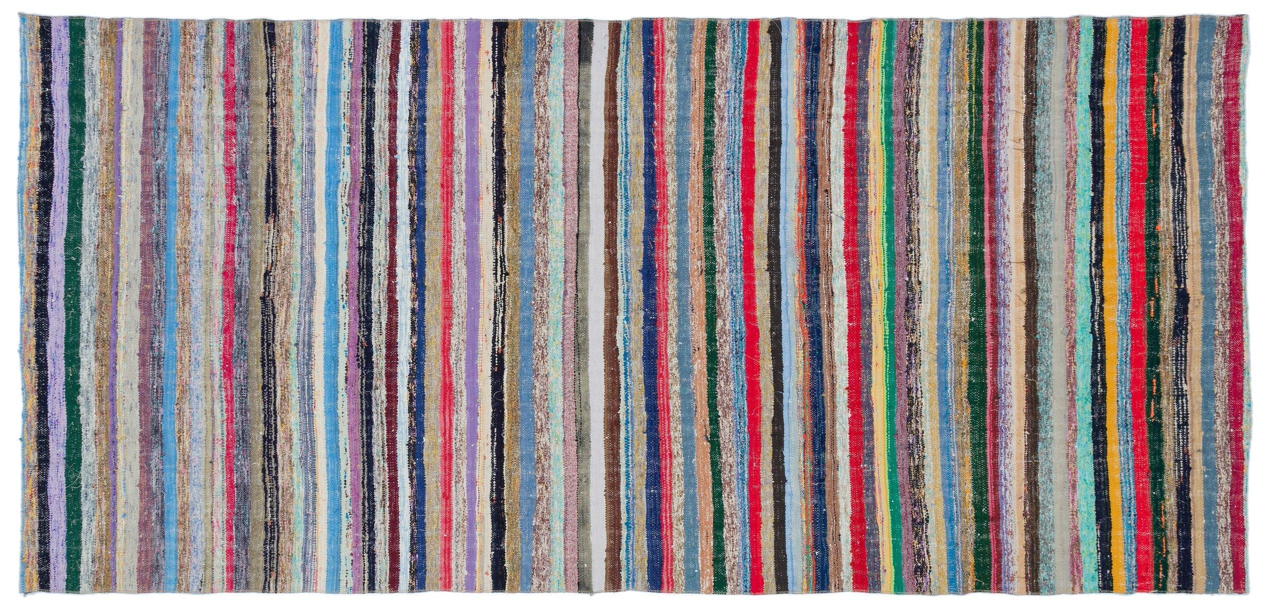 Girit Beige Striped Wool Handmade Area Rug 4'10" x 10'0"