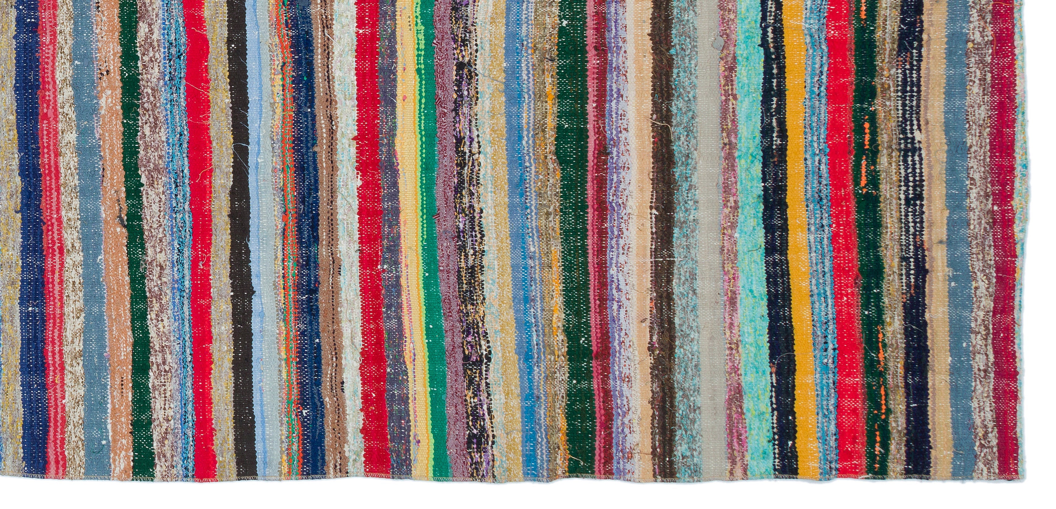 Girit Beige Striped Wool Handmade Area Rug 4'10" x 10'0"