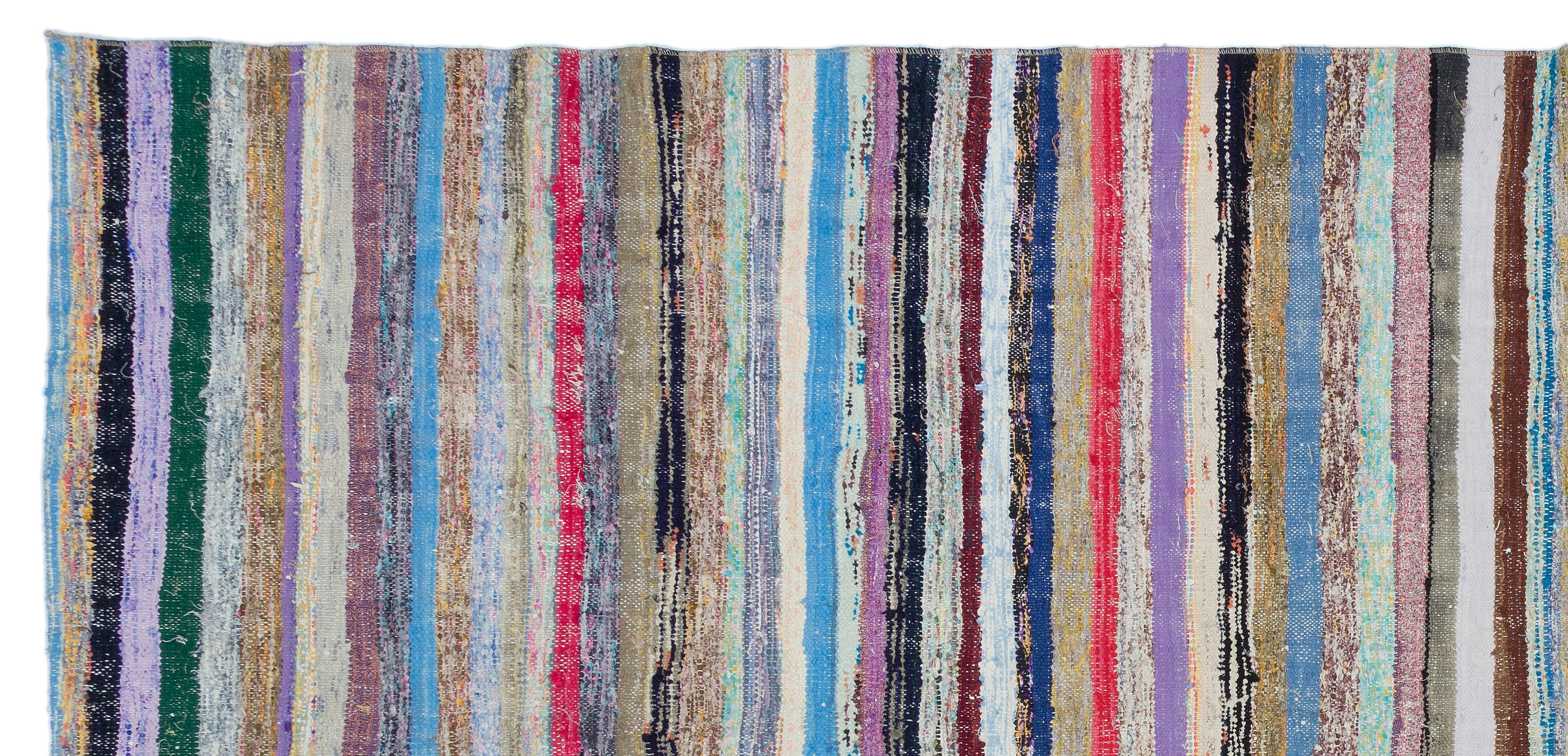 Girit Beige Striped Wool Handmade Area Rug 4'10" x 10'0"