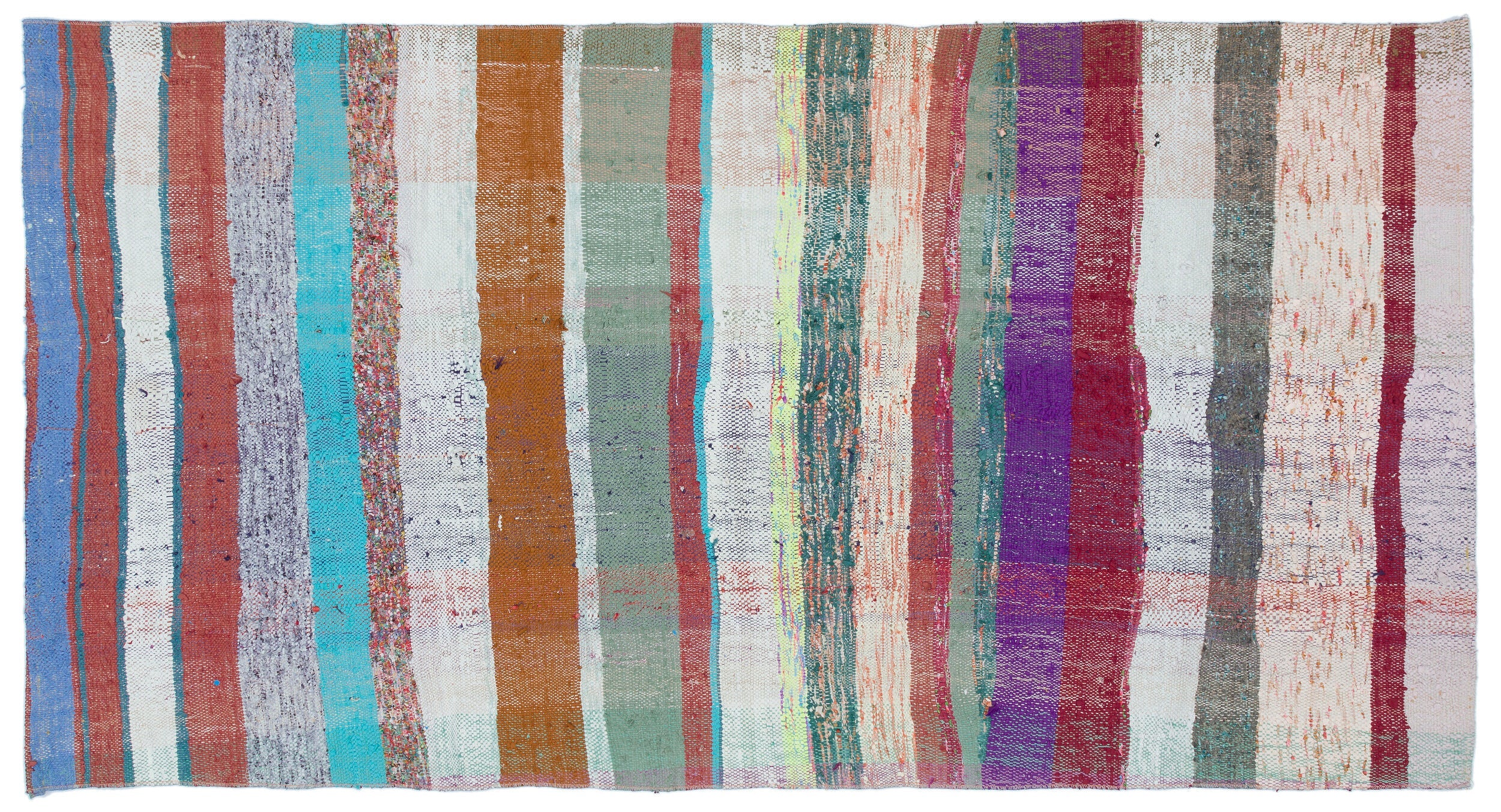 Girit Beige Striped Wool Handmade Area Rug 4'0" x 7'5"