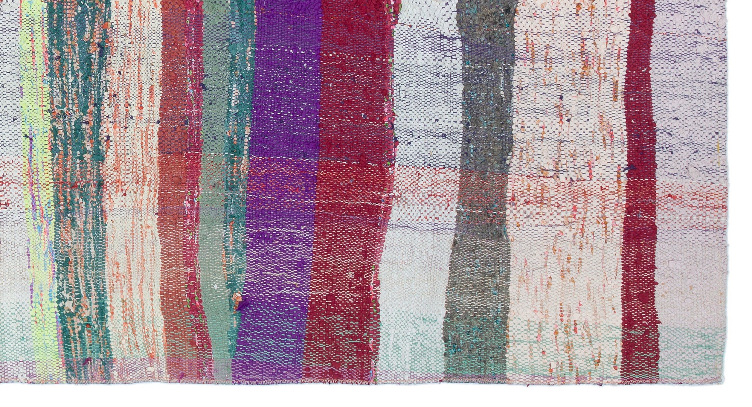 Girit Beige Striped Wool Handmade Area Rug 4'0" x 7'5"