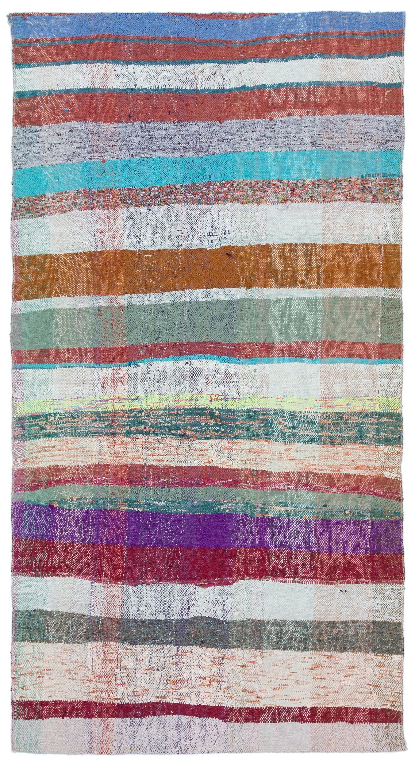 Girit Beige Striped Wool Handmade Area Rug 4'0" x 7'5"