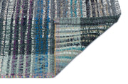 Girit Turquoise Striped Wool Handmade Area Rug 5'10" x 4'9"