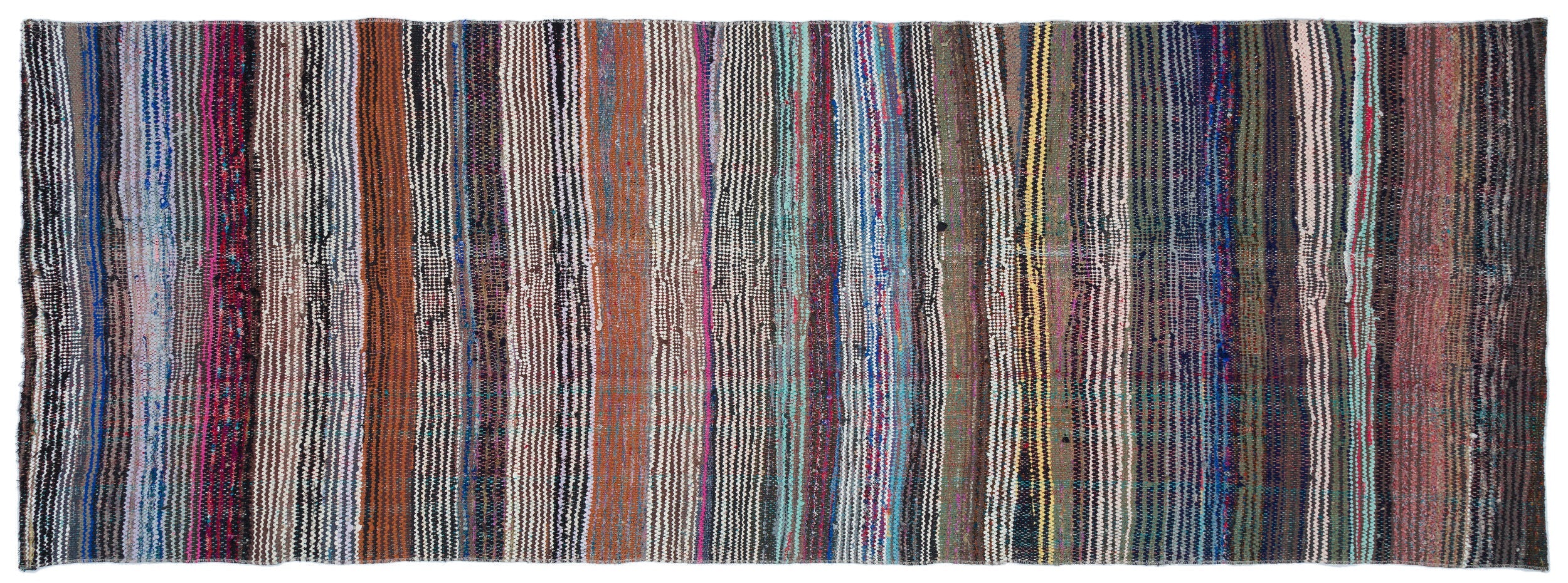 Girit Brown Striped Wool Handmade Area Rug 3'9" x 10'6"