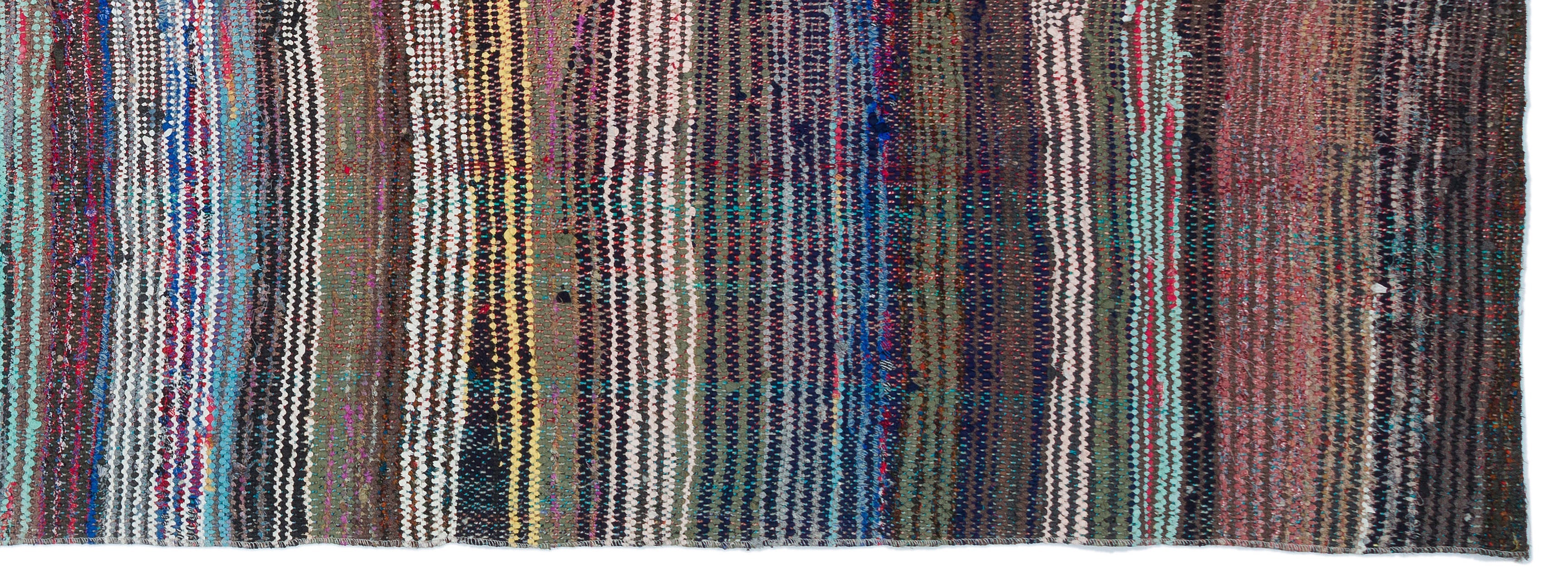 Girit Brown Striped Wool Handmade Area Rug 3'9" x 10'6"