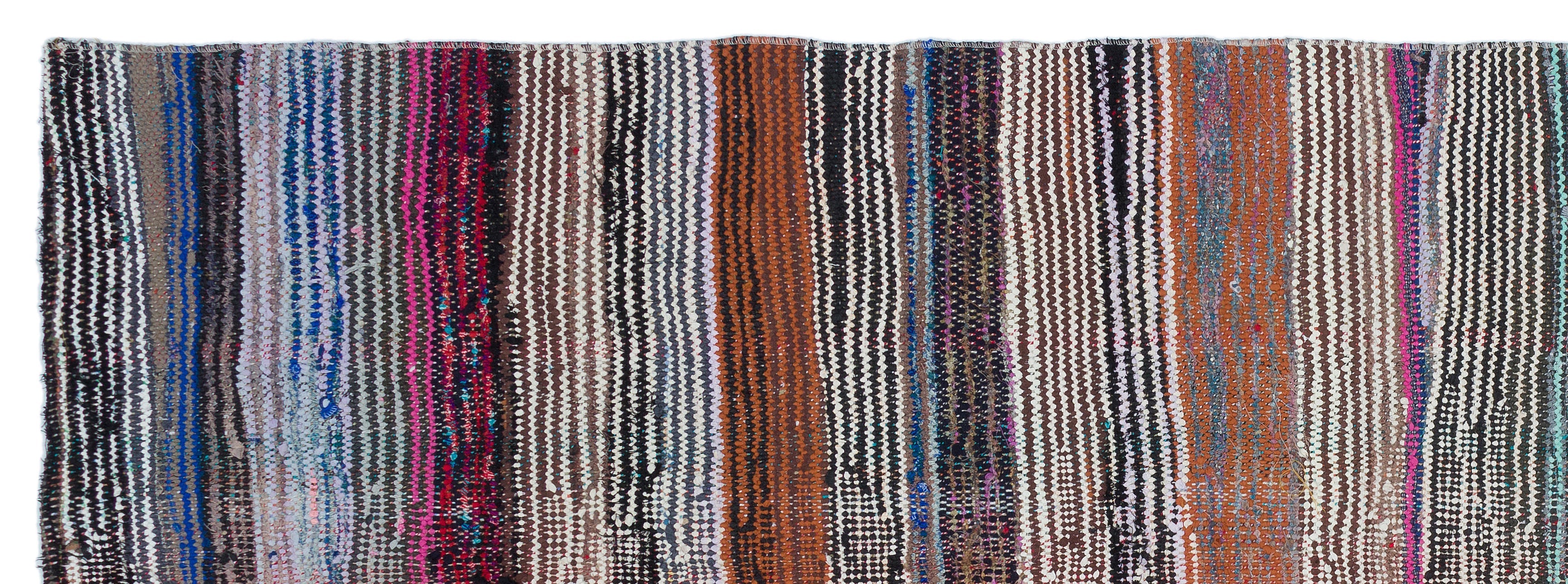 Girit Brown Striped Wool Handmade Area Rug 3'9" x 10'6"