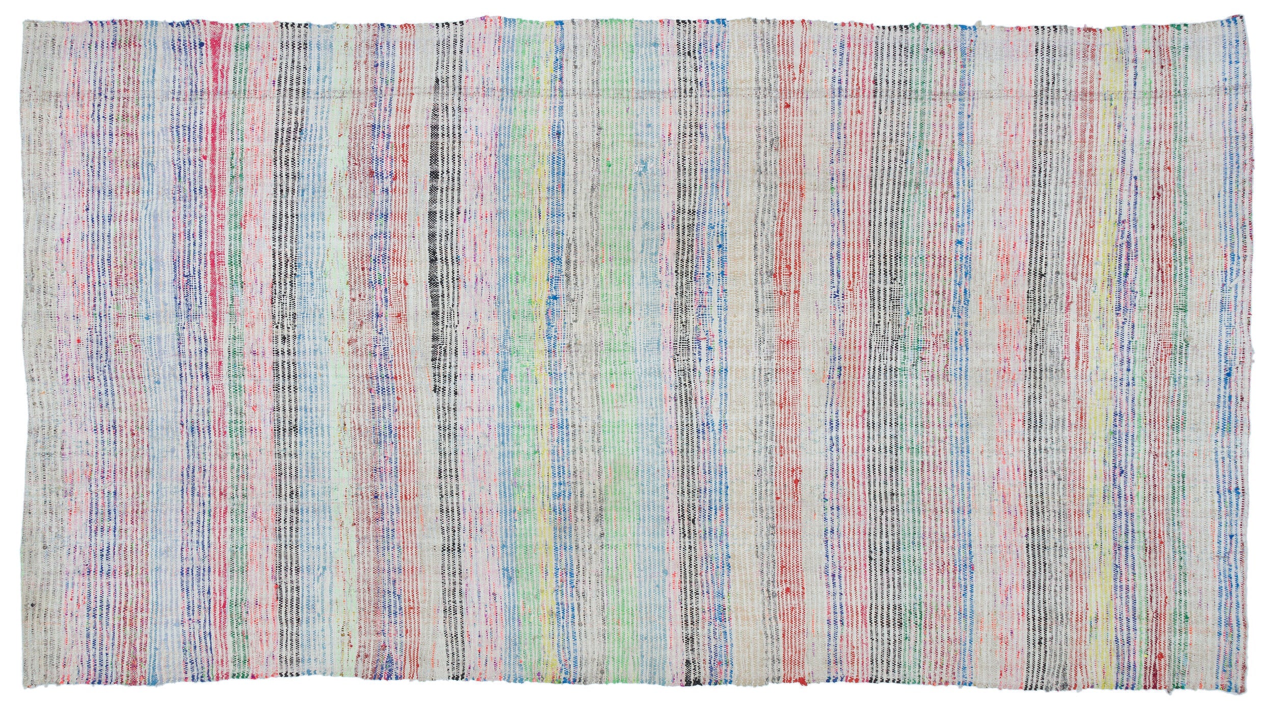Girit Beige Striped Wool Handmade Area Rug 5'0" x 8'8"