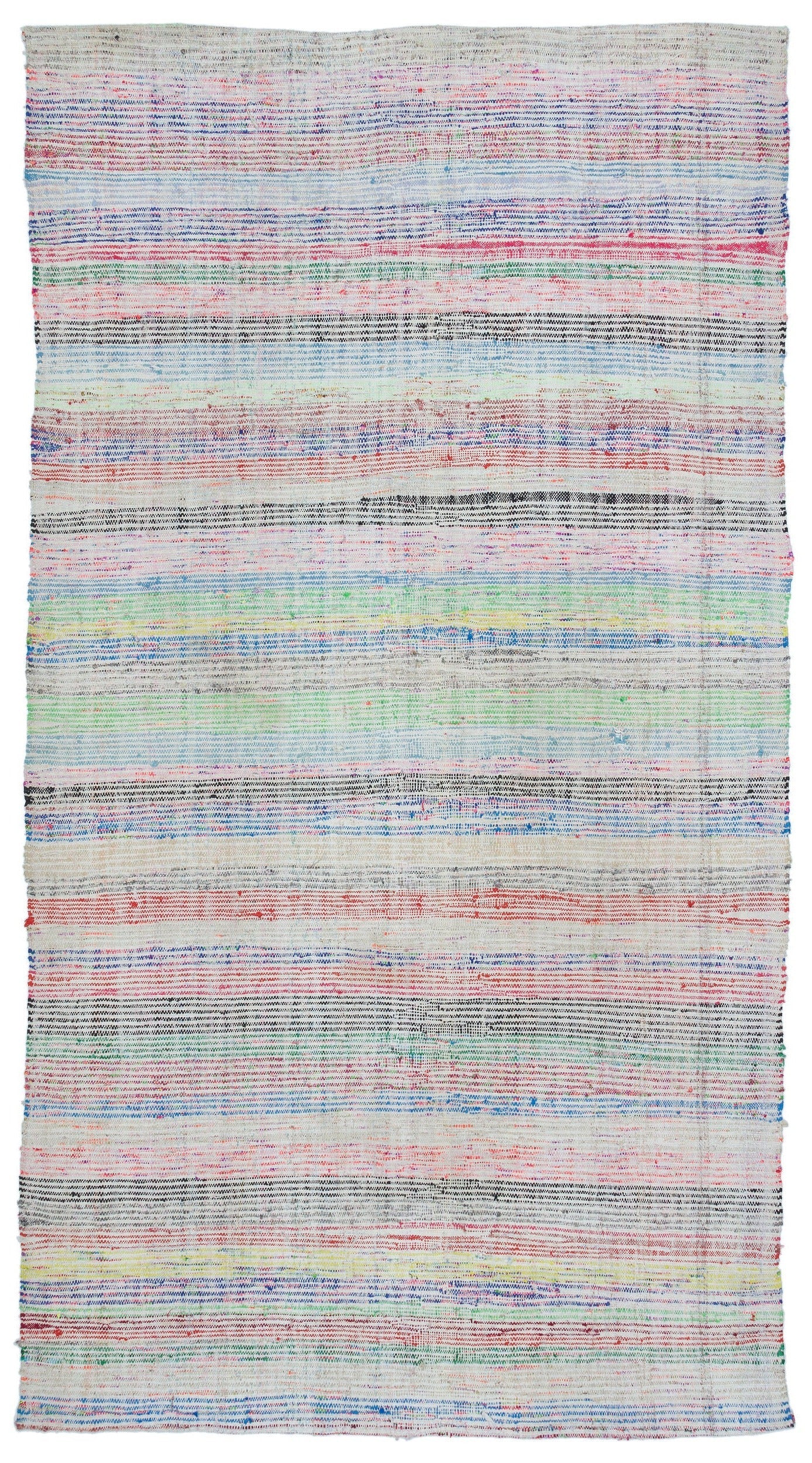 Girit Beige Striped Wool Handmade Area Rug 5'0" x 8'8"