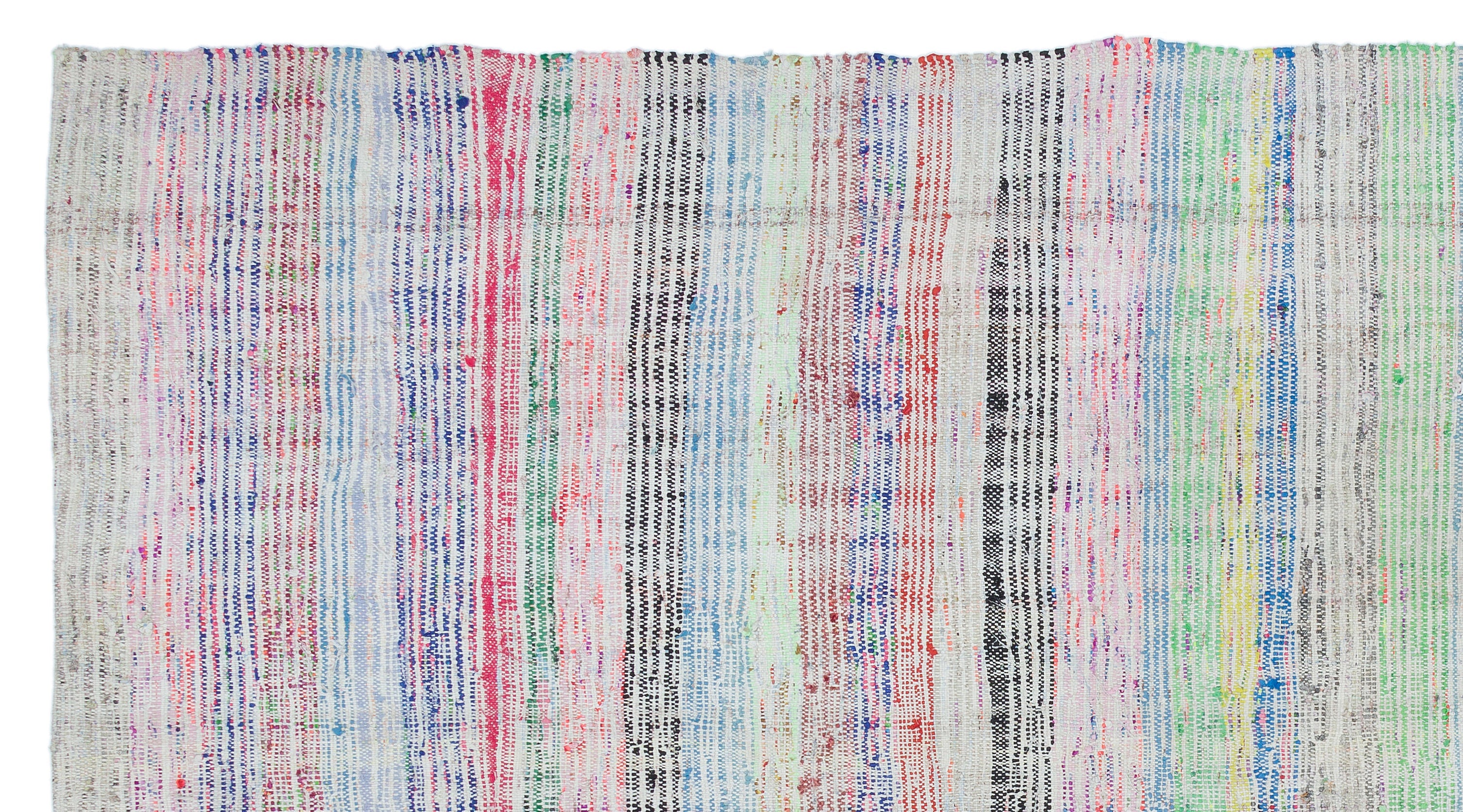 Girit Beige Striped Wool Handmade Area Rug 5'0" x 8'8"