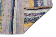 Girit Beige Striped Wool Handmade Area Rug 4'0" x 8'4"