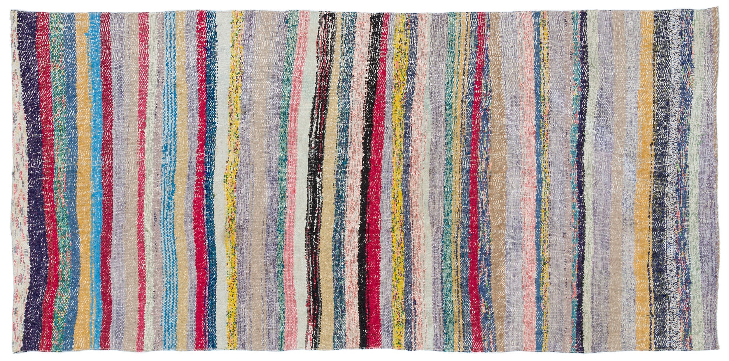 Girit Beige Striped Wool Handmade Area Rug 4'0" x 8'4"