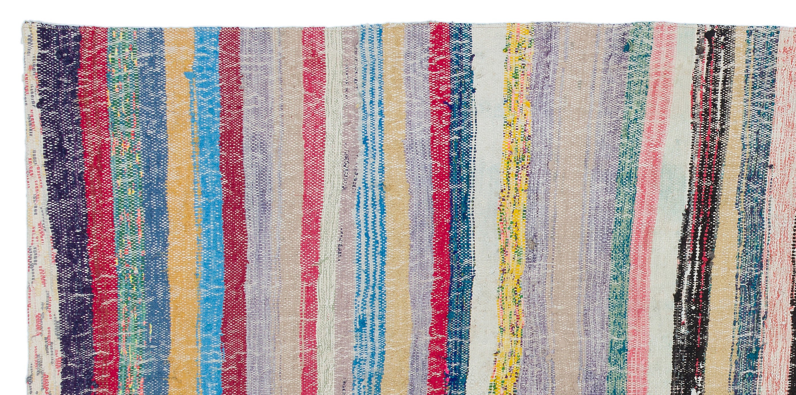Girit Beige Striped Wool Handmade Area Rug 4'0" x 8'4"
