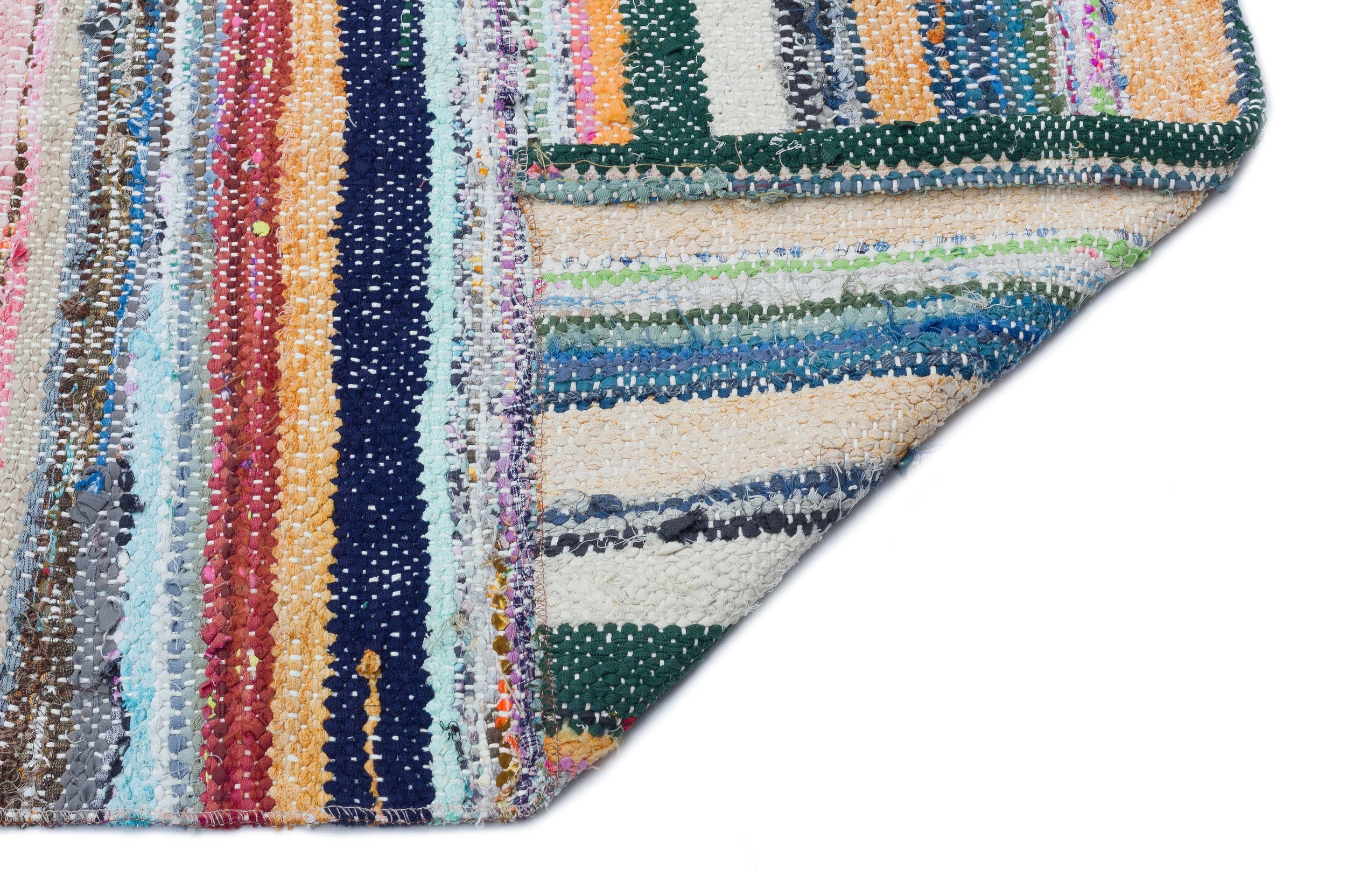 Girit Beige Striped Wool Handmade Area Rug 5'1" x 9'0"