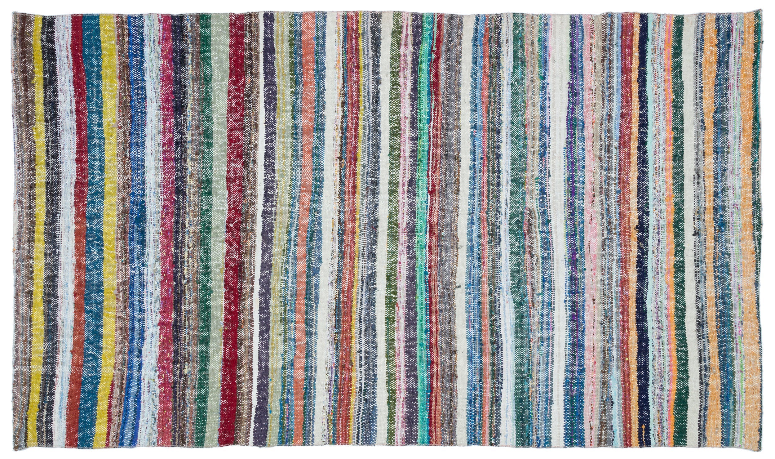 Girit Beige Striped Wool Handmade Area Rug 5'1" x 9'0"