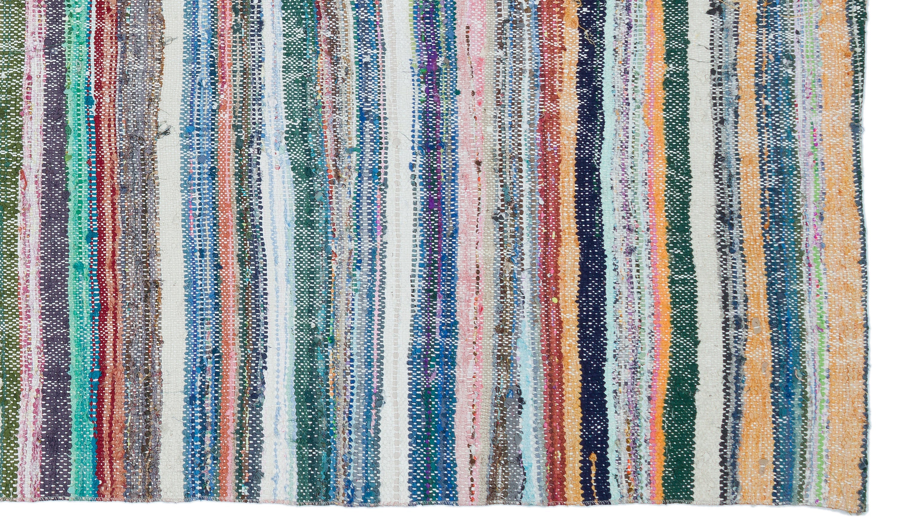 Girit Beige Striped Wool Handmade Area Rug 5'1" x 9'0"