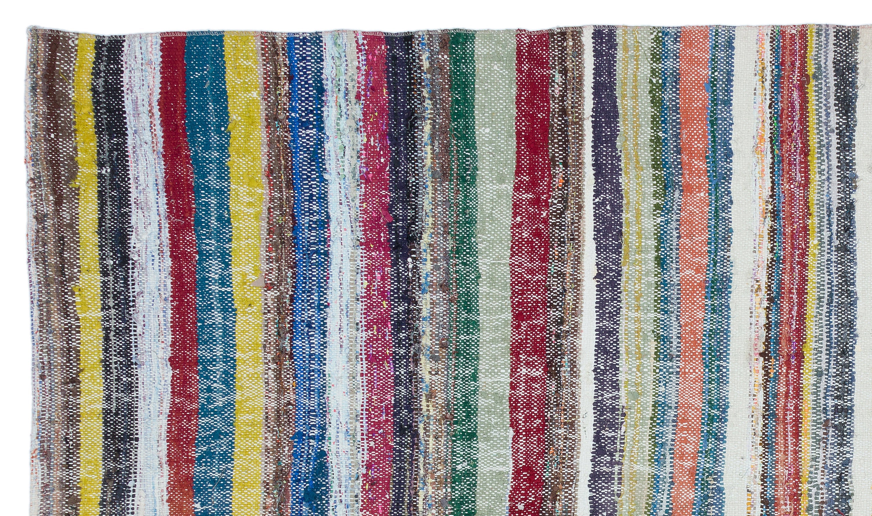 Girit Beige Striped Wool Handmade Area Rug 5'1" x 9'0"