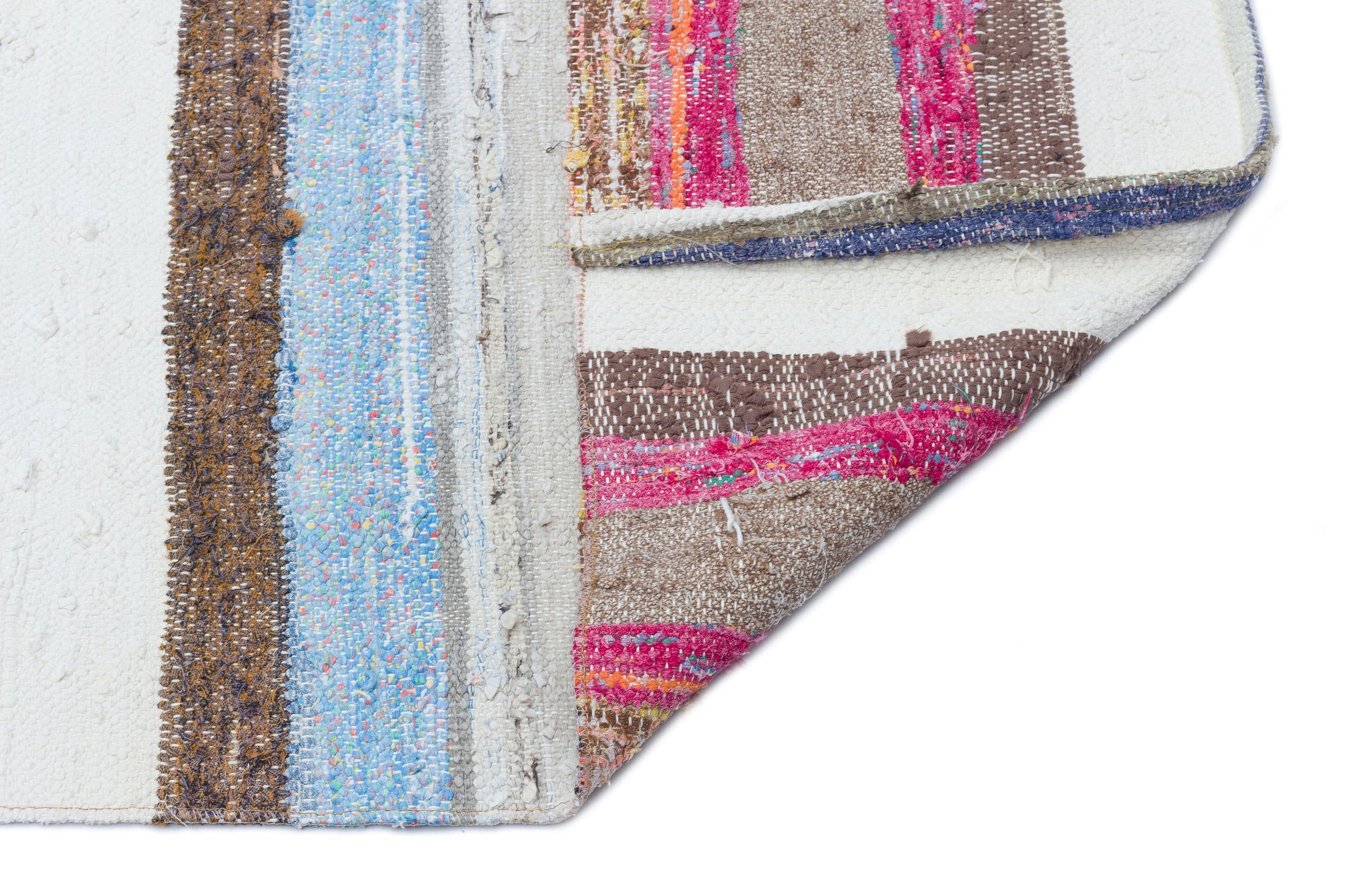 Girit Beige Striped Wool Handmade Area Rug 4'10" x 10'4"