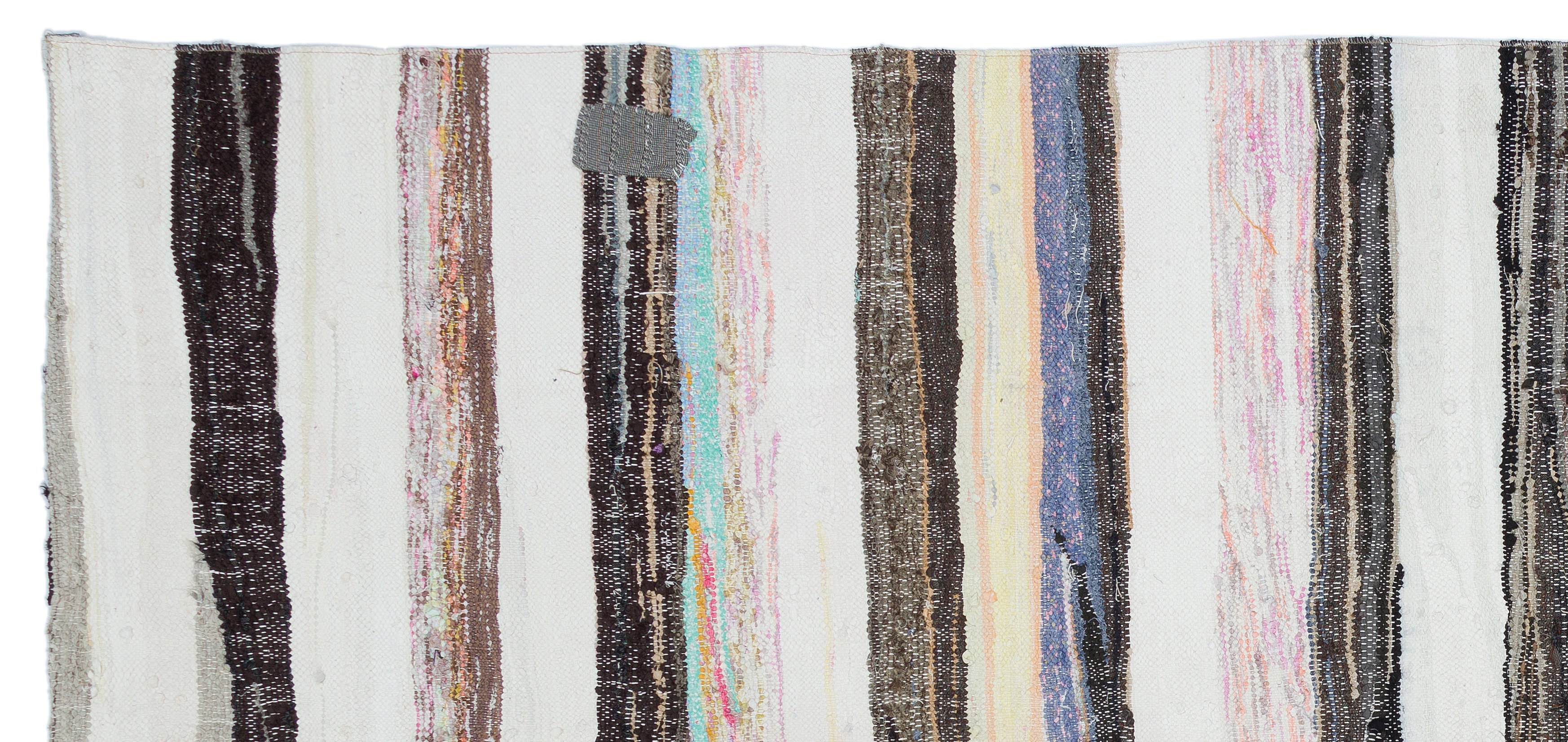 Girit Beige Striped Wool Handmade Area Rug 4'10" x 10'4"